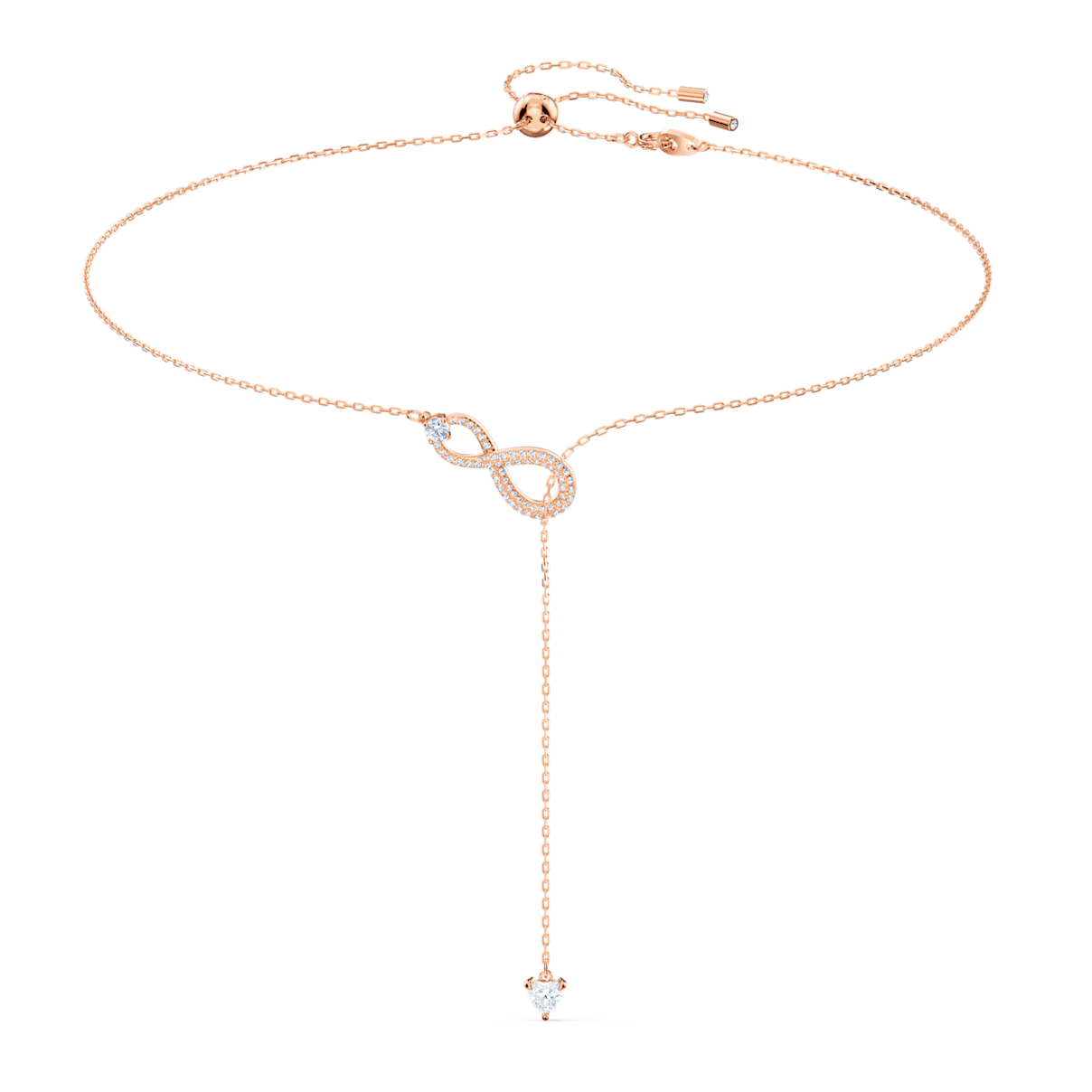 HYPERBOLA Y NECKLACE INFINITY WHITE ROSE GOLD TONE PLATED
