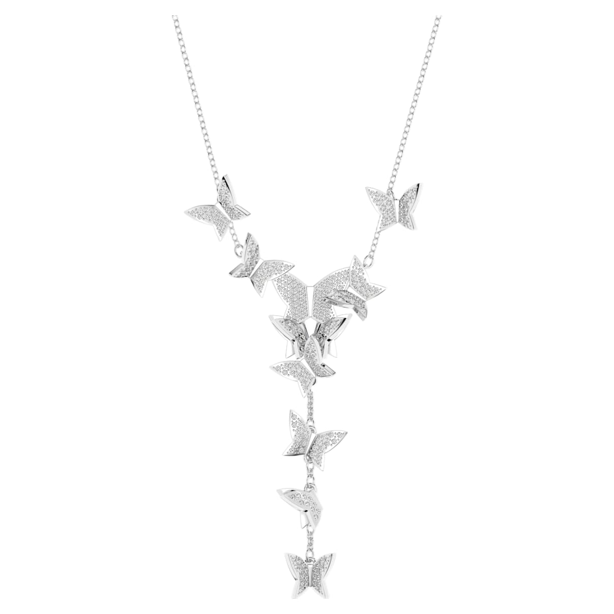 IDYLLIA LILIA Y NECKLACE BUTTERFLY WHITE RHODIUM PLATED