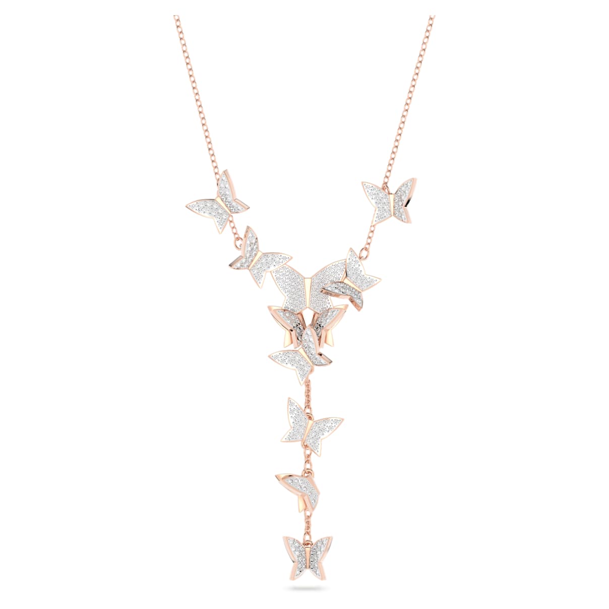 IDYLLIA LILIA Y NECKLACE BUTTERFLY WHITE ROSE GOLD TONE PLATED