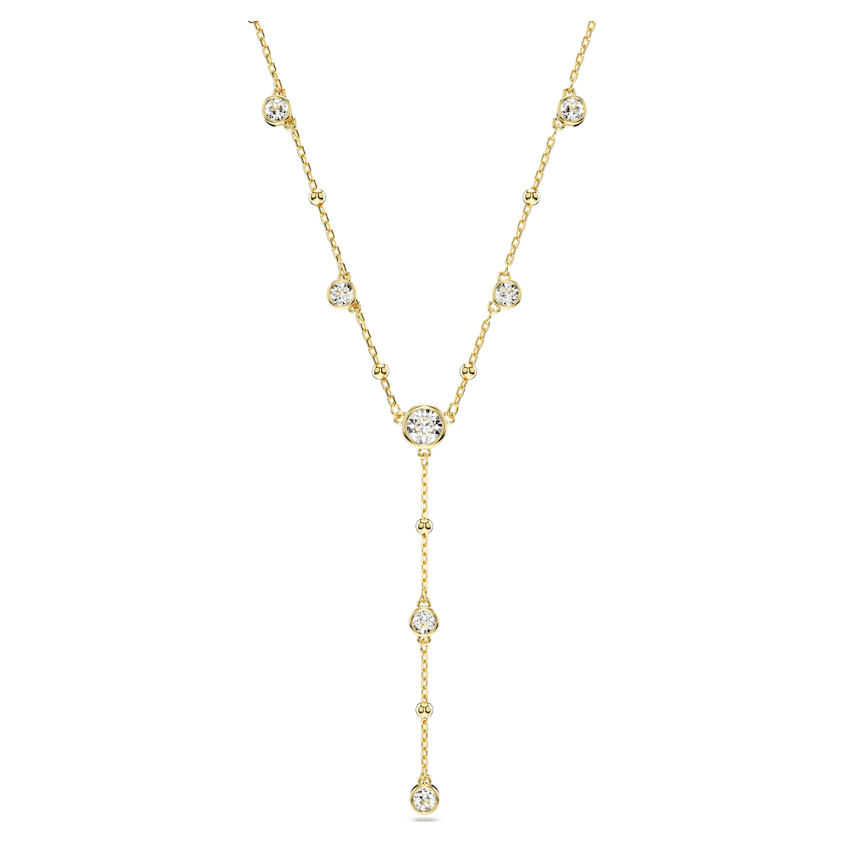 IMBER Y NECKLACE ROUND CUT WHITE GOLD TONE PLATED