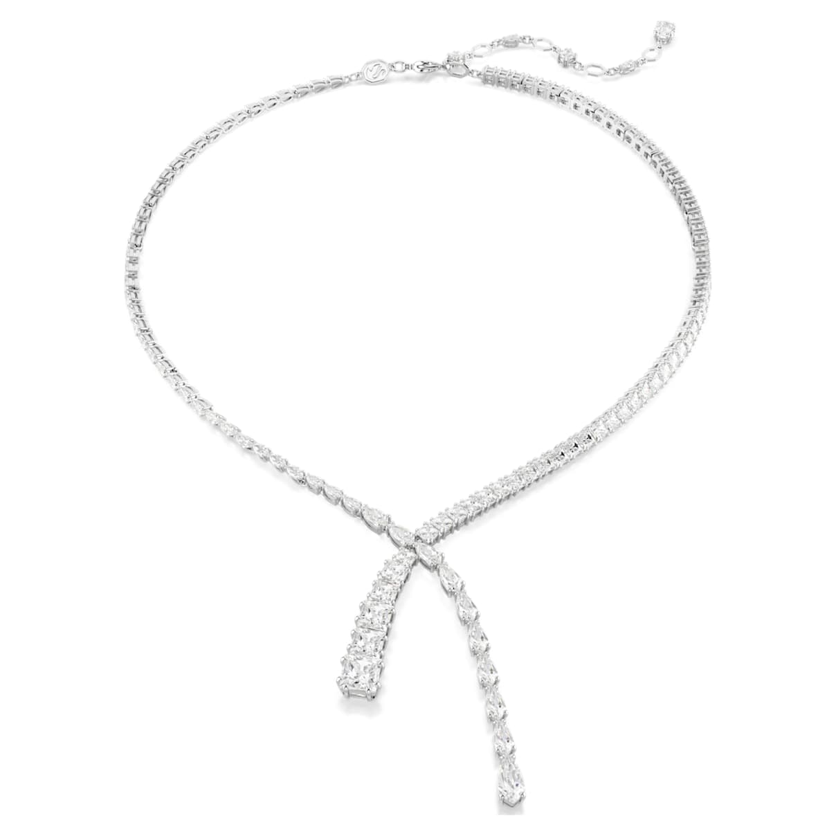 MATRIX Y NECKLACE MIXED CUTS WHITE RHODIUM PLATED