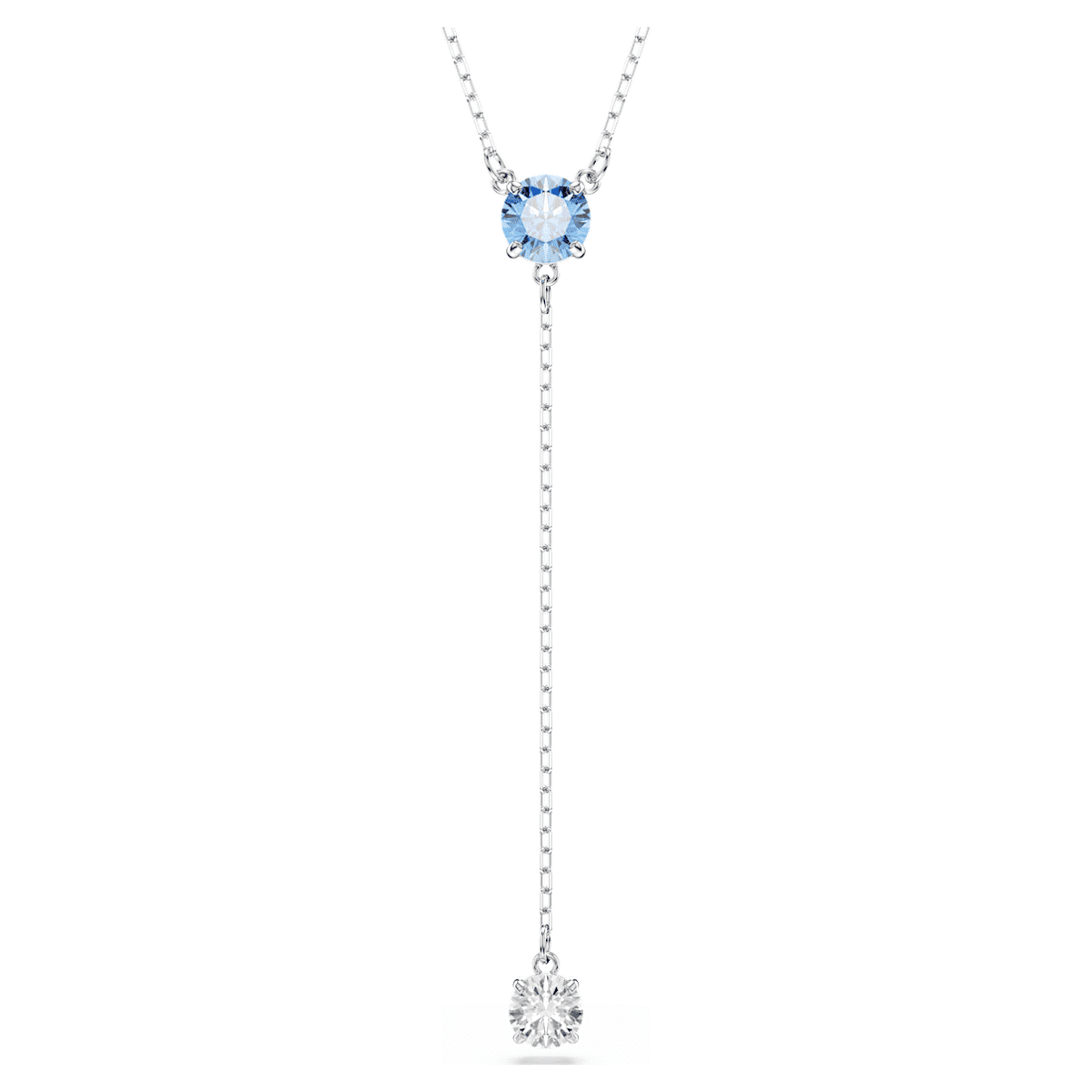 STILLA ATTRACT Y NECKLACE ROUND CUT BLUE RHODIUM PLATED