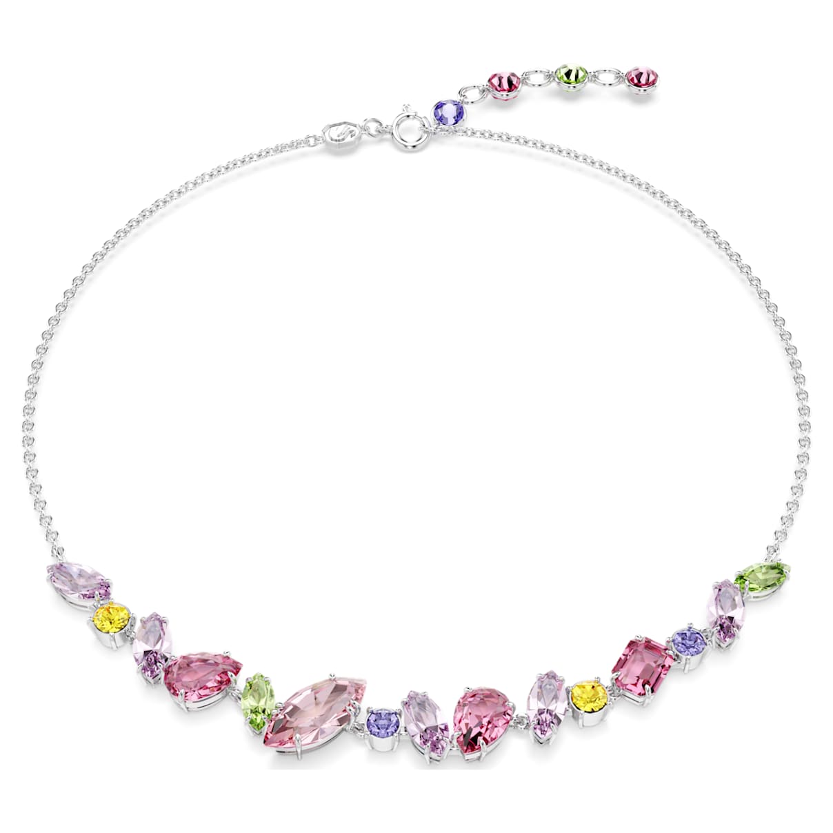 GEMA NECKLACE MIXED CUTS MULTICOLORED RHODIUM PLATED