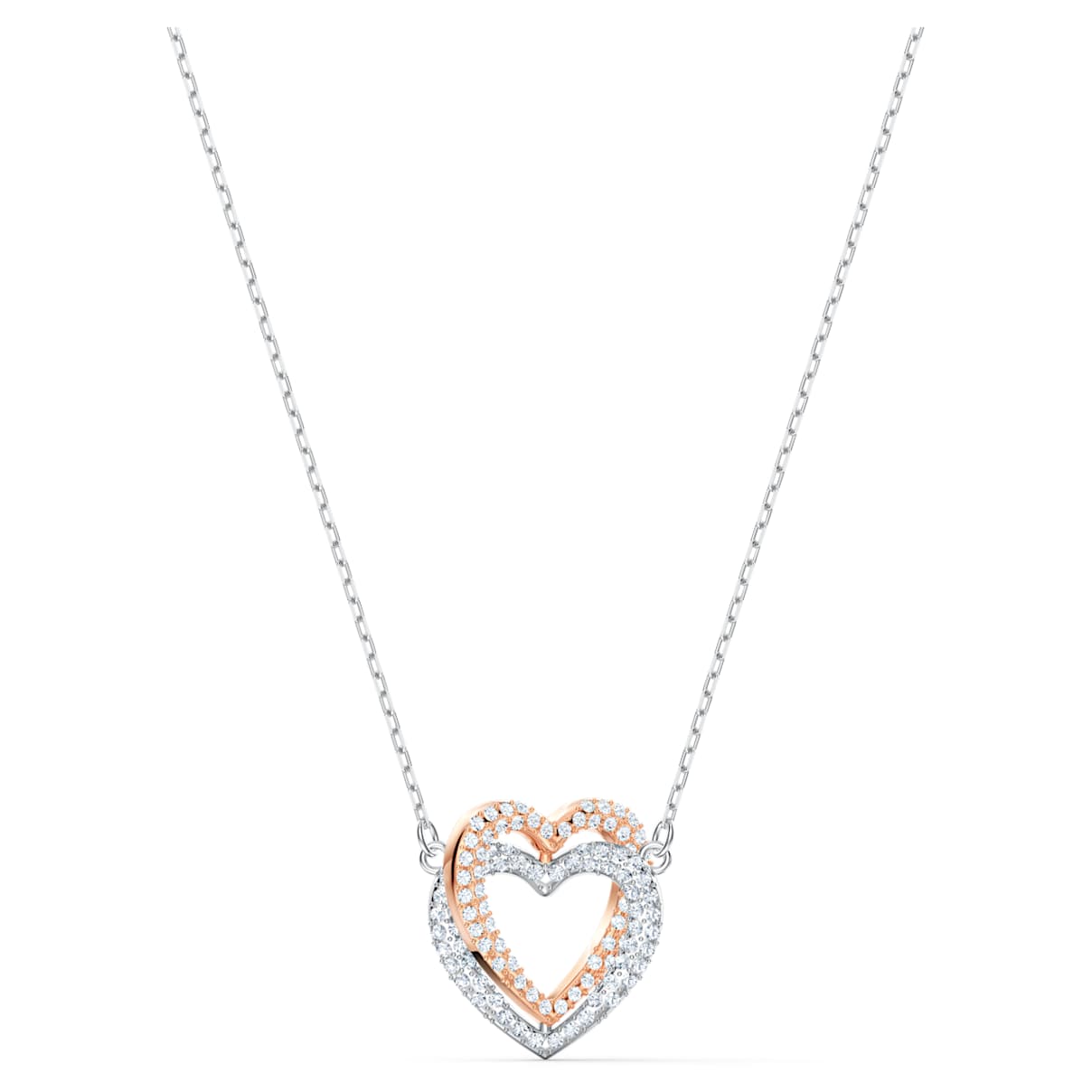 HYPERBOLA NECKLACE HEART WHITE MIXED METAL FINISH