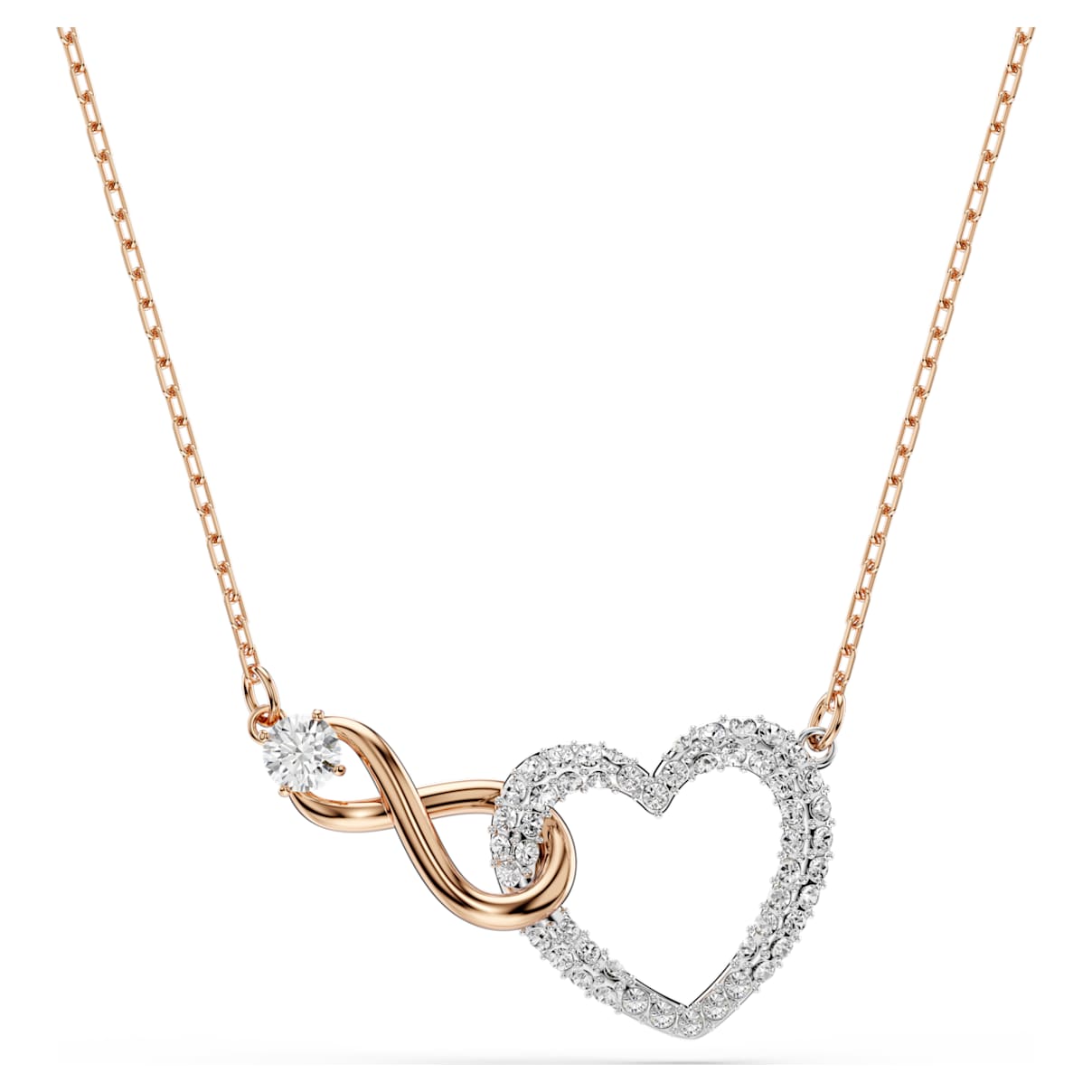 HYPERBOLA NECKLACE INFINITY AND HEART WHITE MIXED METAL FINISH