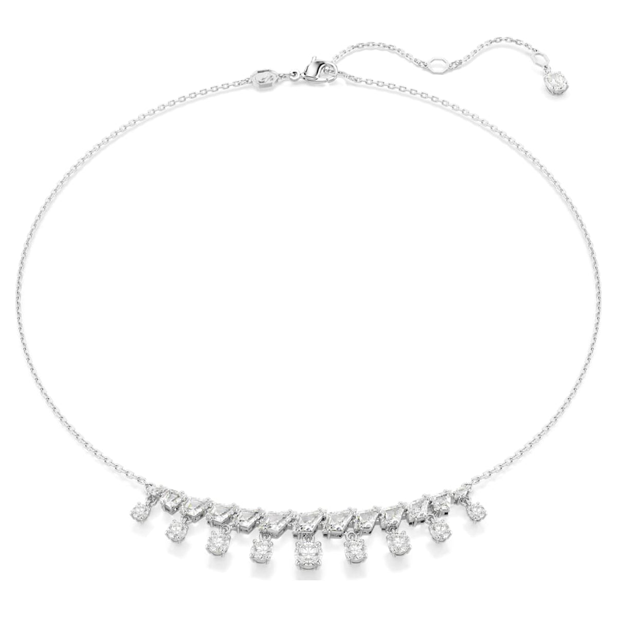 IDYLLIA NECKLACE MIXED CUTS SNOWFLAKE WHITE RHODIUM PLATED