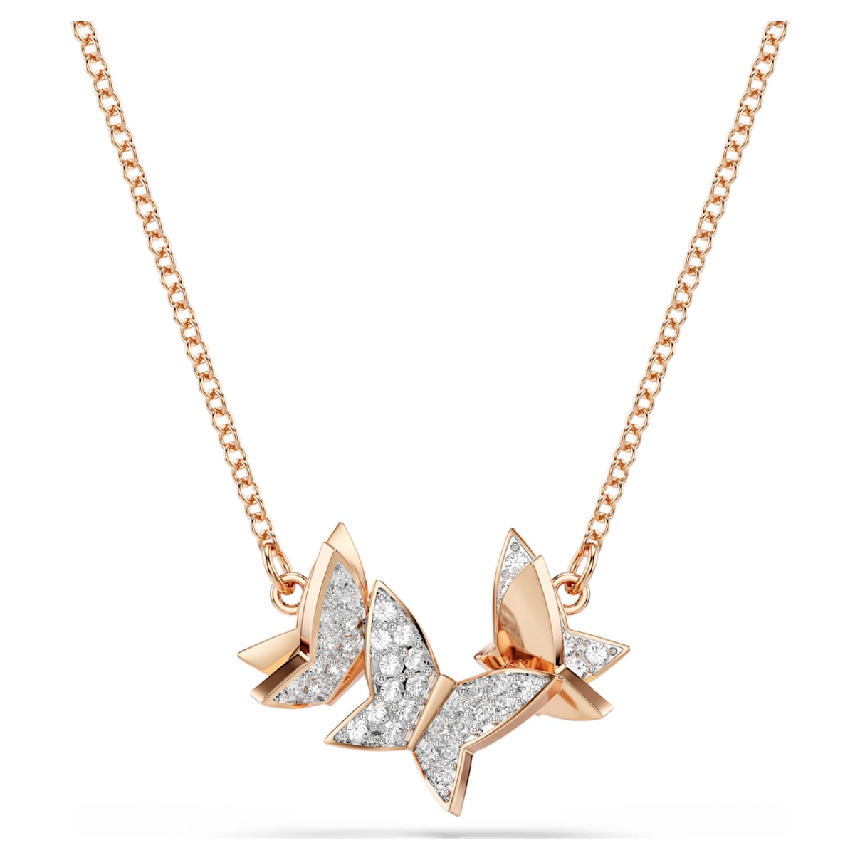 IDYLLIA LILIA NECKLACE BUTTERFLY WHITE ROSE GOLD TONE PLATED
