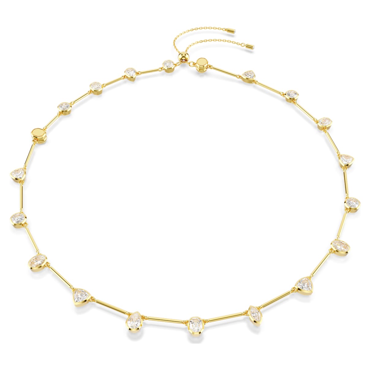 IMBER NECKLACE MAGNETIC CLOSURE MIXED CUTS WHITE GOLD TONE PLATED
