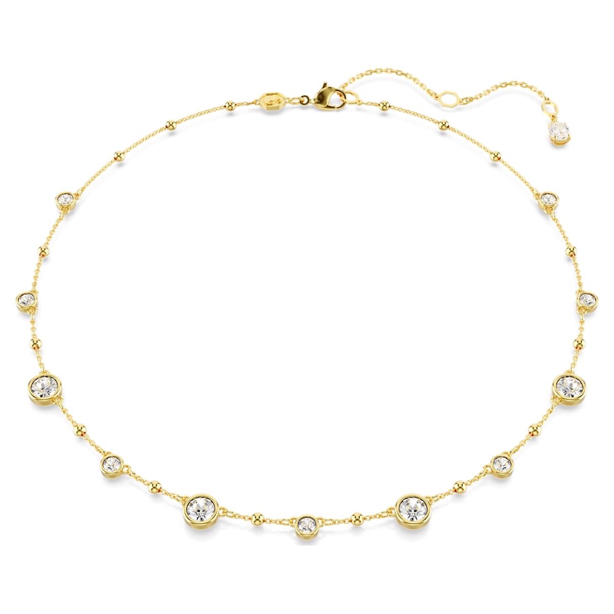 IMBER NECKLACE ROUND CUT SCATTERED DESIGN WHITE GOLD TONE PLATED