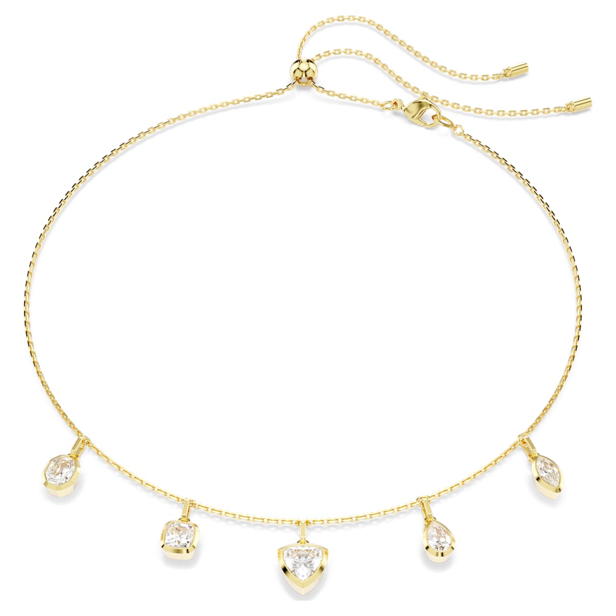 IMBER NECKLACE MIXED CUTS WHITE GOLD TONE PLATED