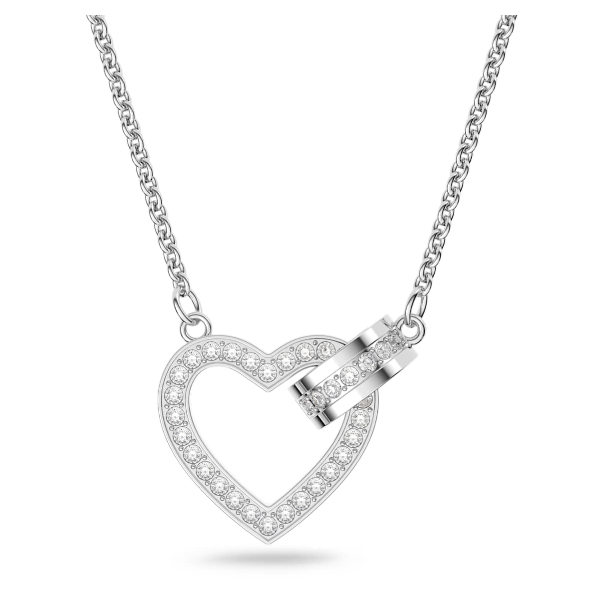 LOVELY NECKLACE HEART WHITE RHODIUM PLATED