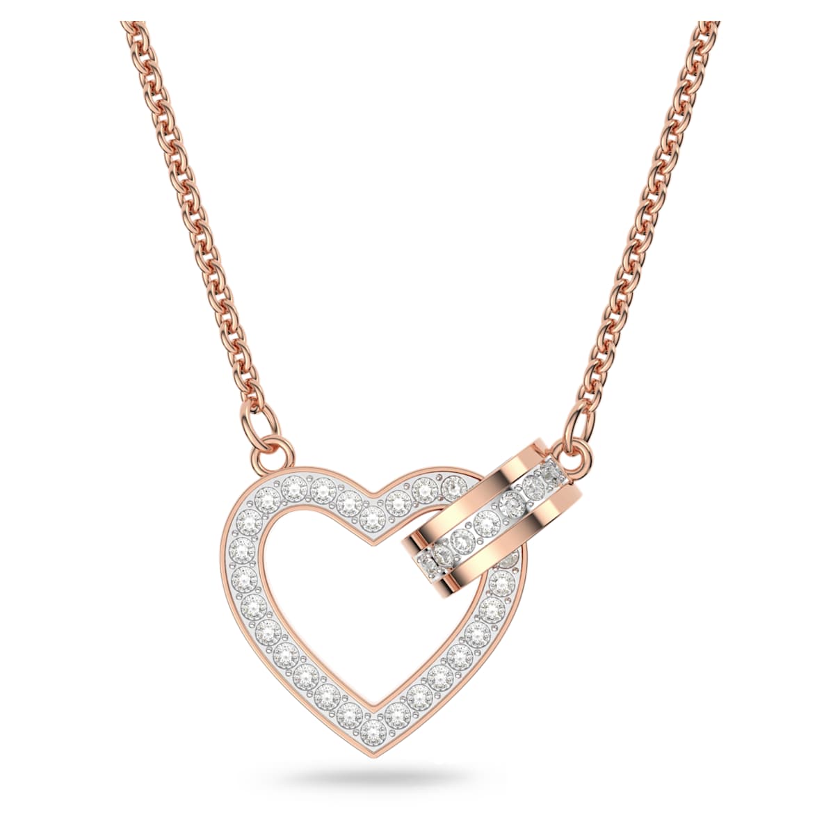 LOVELY NECKLACE HEART WHITE ROSE GOLD TONE PLATED