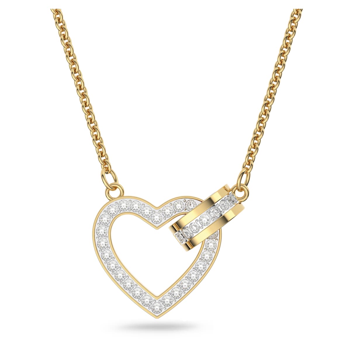LOVELY NECKLACE HEART WHITE GOLD TONE PLATED