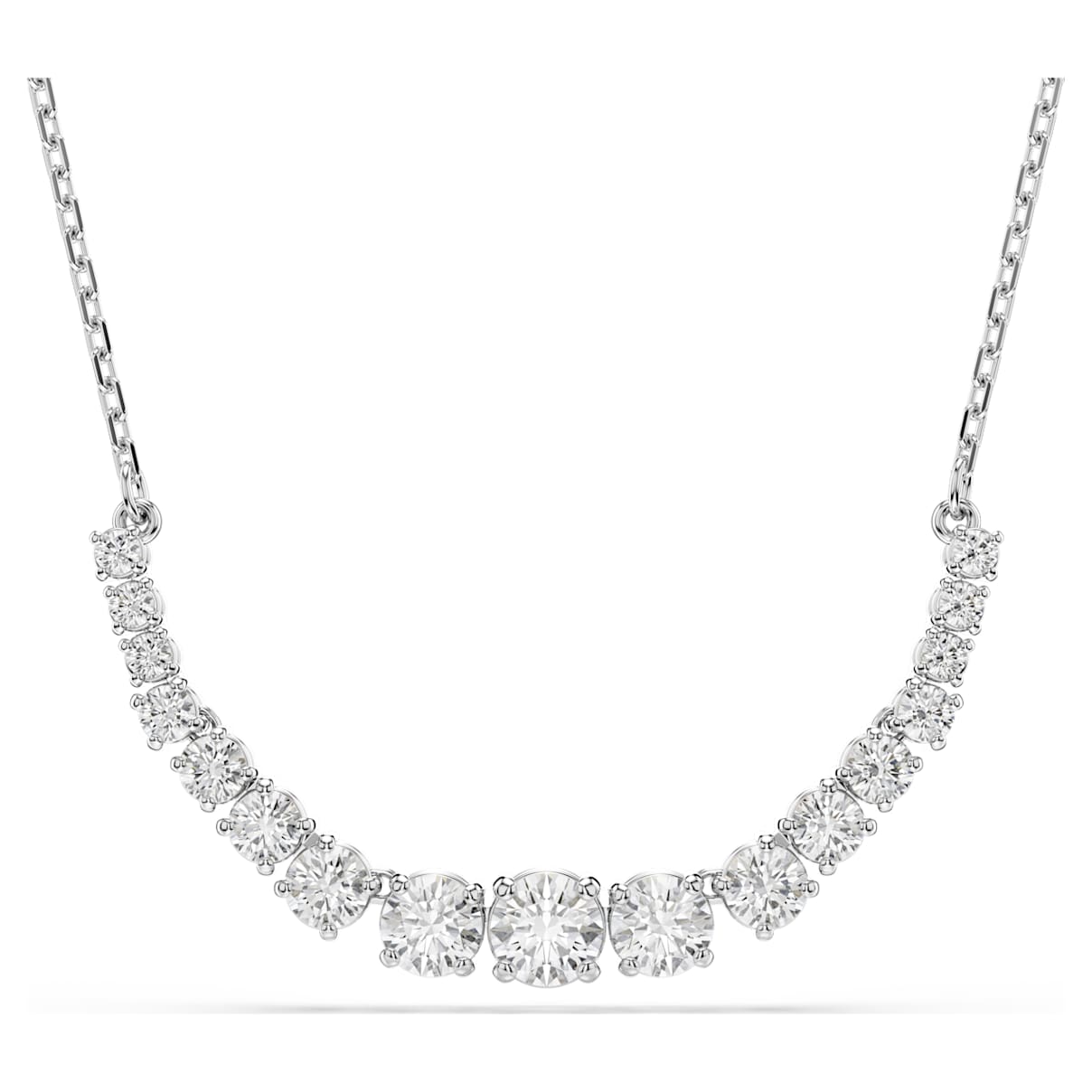 MATRIX NECKLACE GRADIENT OF ROUND CUTS WHITE RHODIUM PLATED