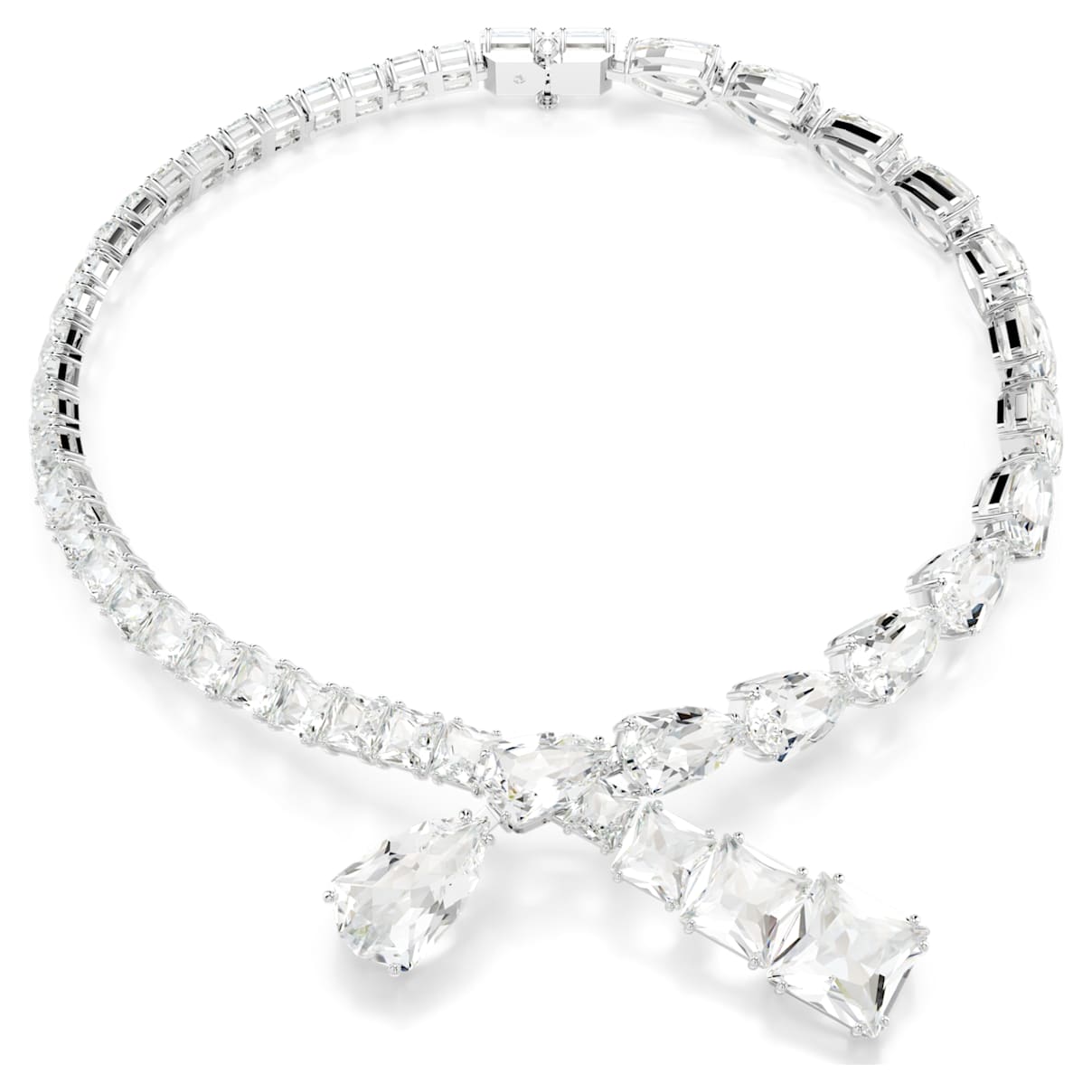 MATRIX NECKLACE MIXED CUTS WHITE RHODIUM PLATED