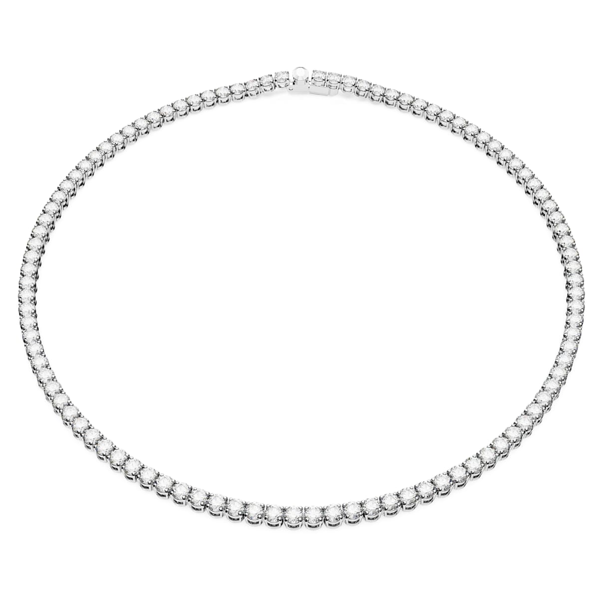 MATRIX TENNIS NECKLACE ROUND CUT WHITE RHODIUM PLATED