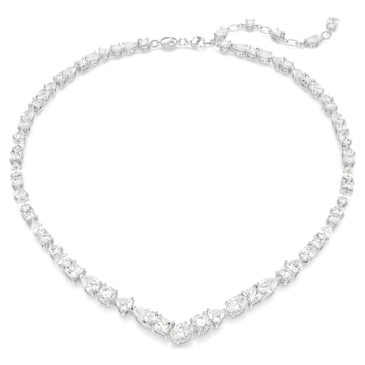MESMERA NECKLACE MIXED CUTS WHITE RHODIUM PLATED
