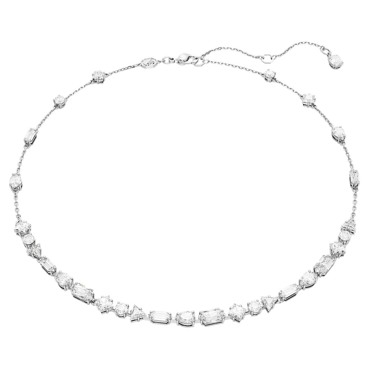 MESMERA NECKLACE MIXED CUTS SCATTERED DESIGN WHITE RHODIUM PLATED