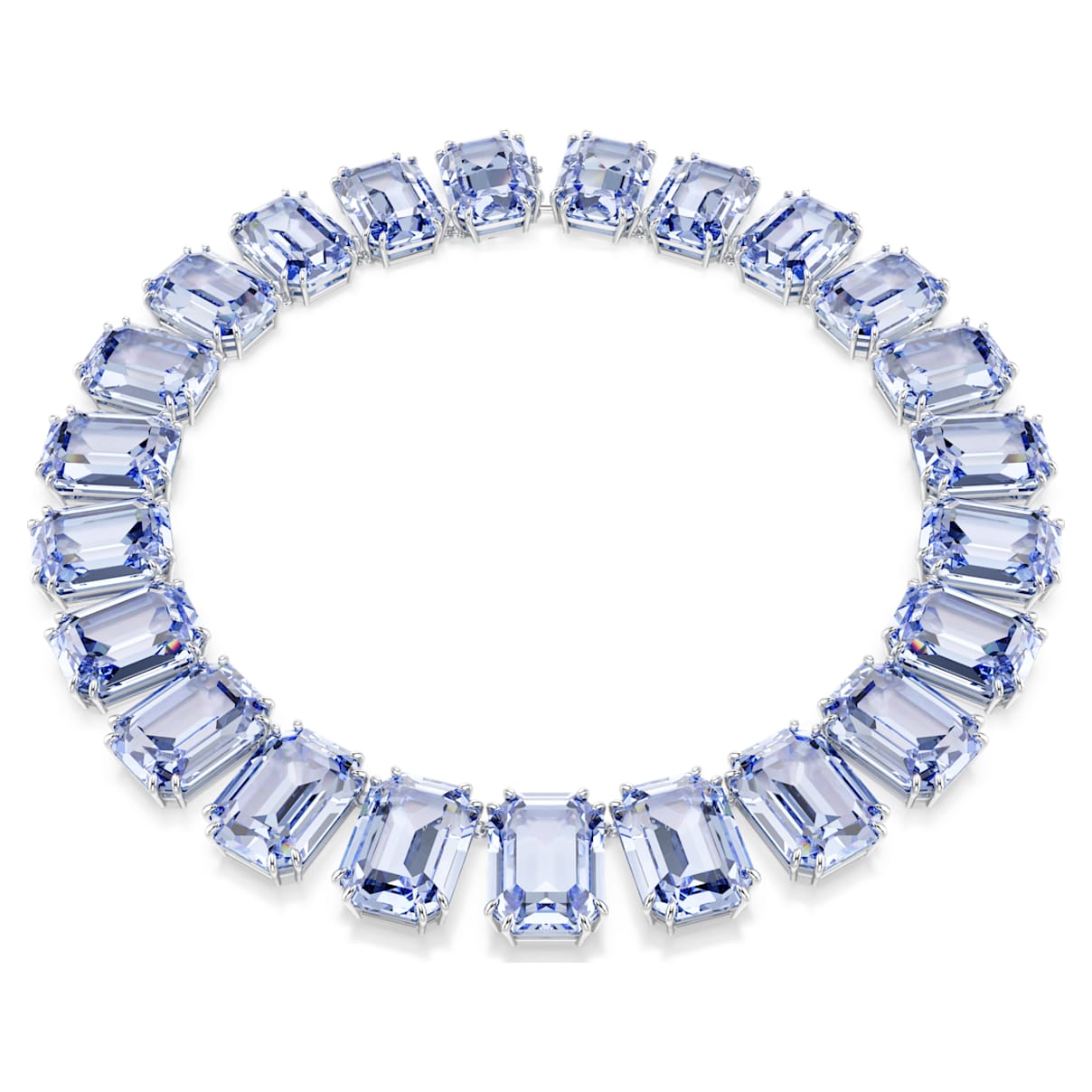 MILLENIA NECKLACE OVERSIZED CRYSTALS OCTAGON CUT BLUE RHODIUM PLATED