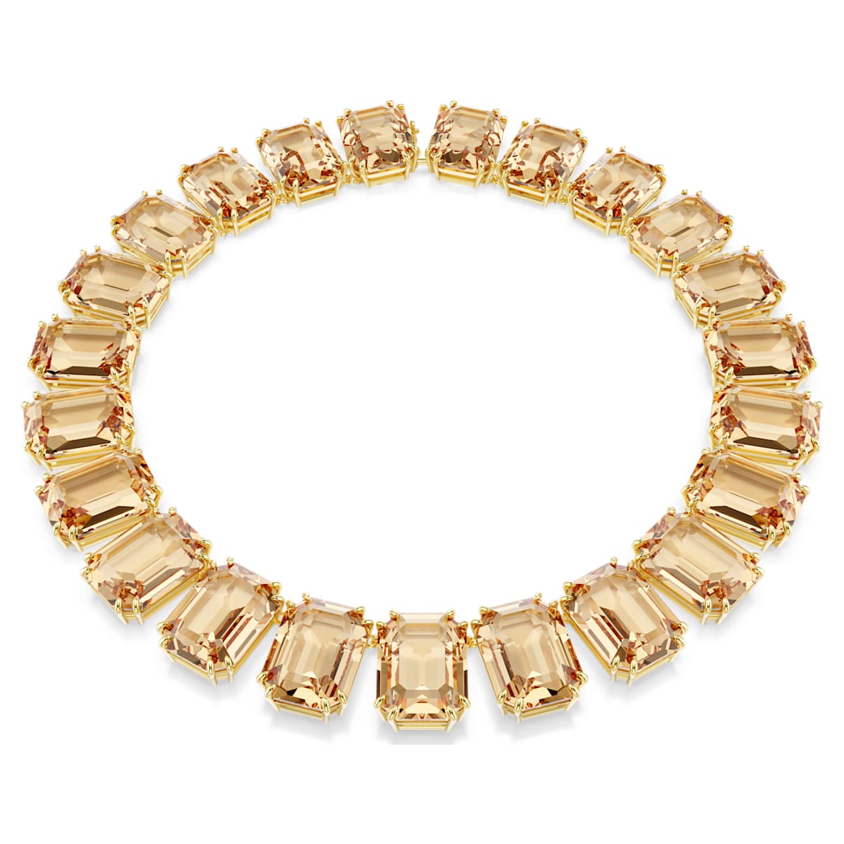 MILLENIA NECKLACE OVERSIZED CRYSTALS OCTAGON CUT CARAMEL GOLD TONE PLATED