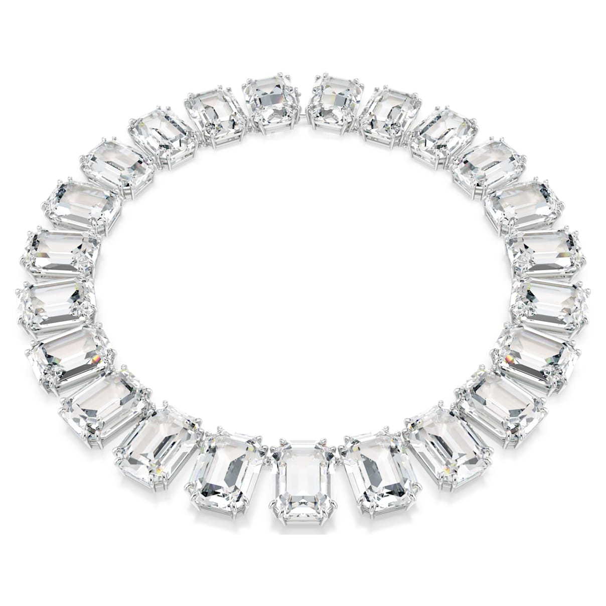 MILLENIA NECKLACE OVERSIZED CRYSTALS OCTAGON CUT WHITE RHODIUM PLATED