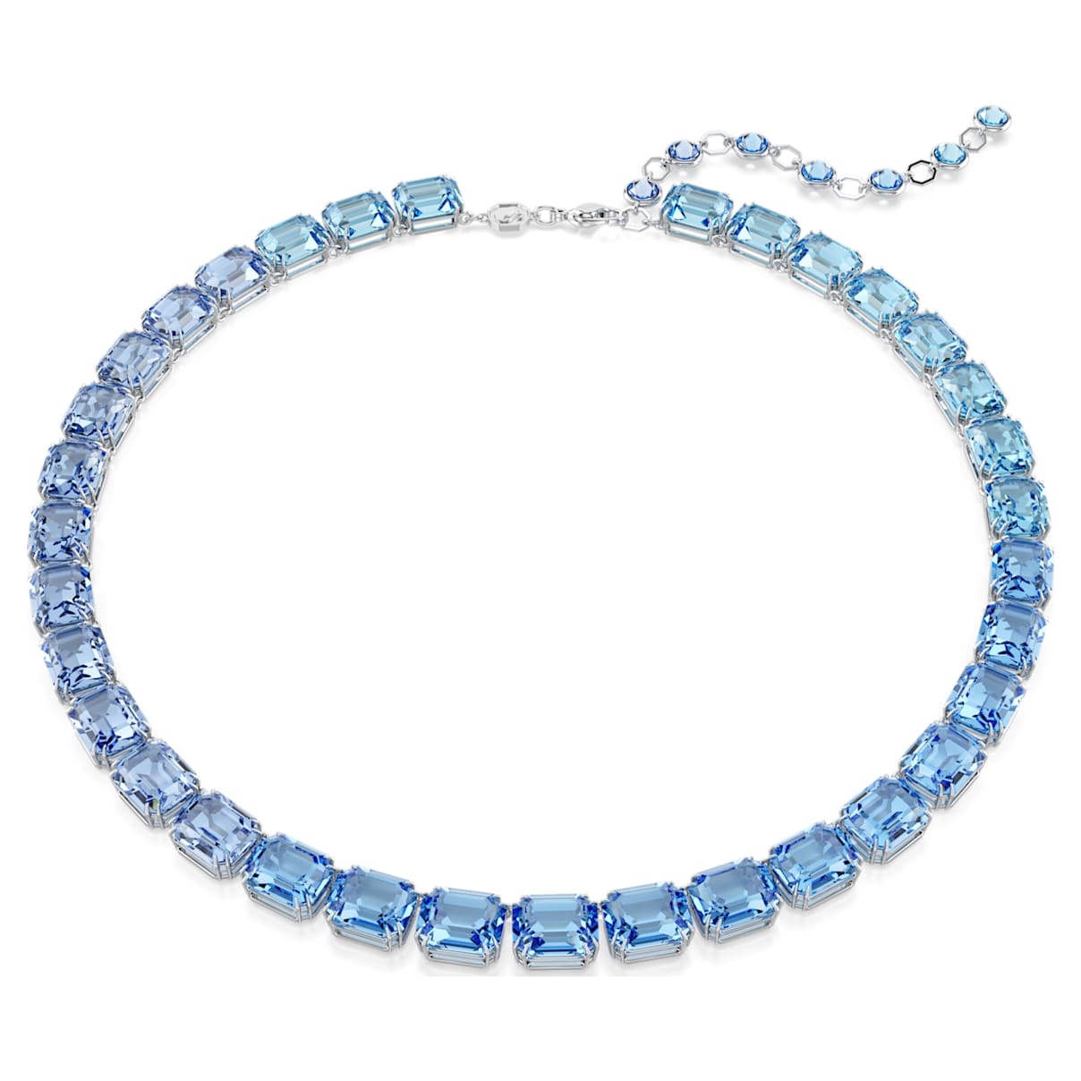 MILLENIA NECKLACE OCTAGON CUT COLOR GRADIENT BLUE RHODIUM PLATED