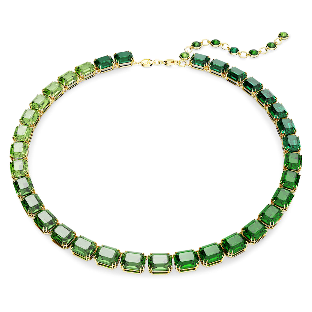 MILLENIA NECKLACE OCTAGON CUT COLOR GRADIENT GREEN GOLD TONE PLATED