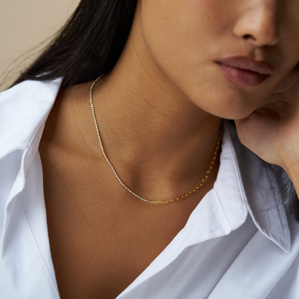 Asymmetric Crystal Chain Necklace