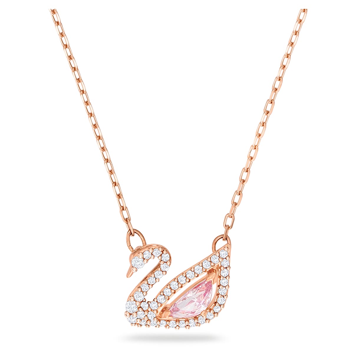 SWAN NECKLACE SWAN PINK ROSE GOLD TONE PLATED