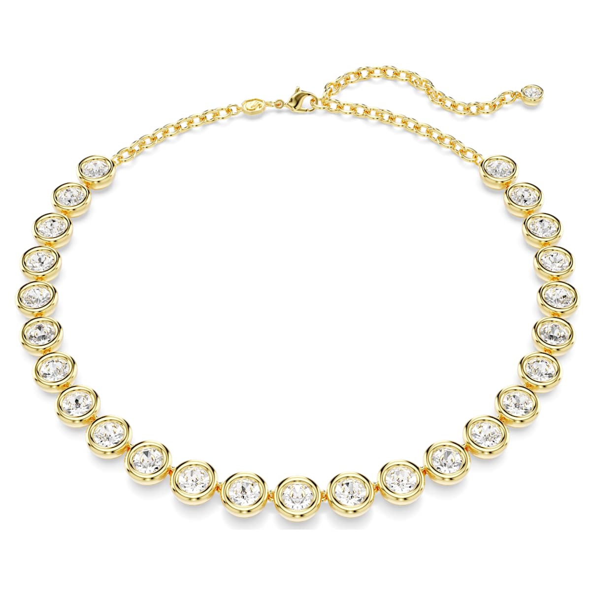 IMBER TENNIS NECKLACE ROUND CUT WHITE GOLD TONE PLATED