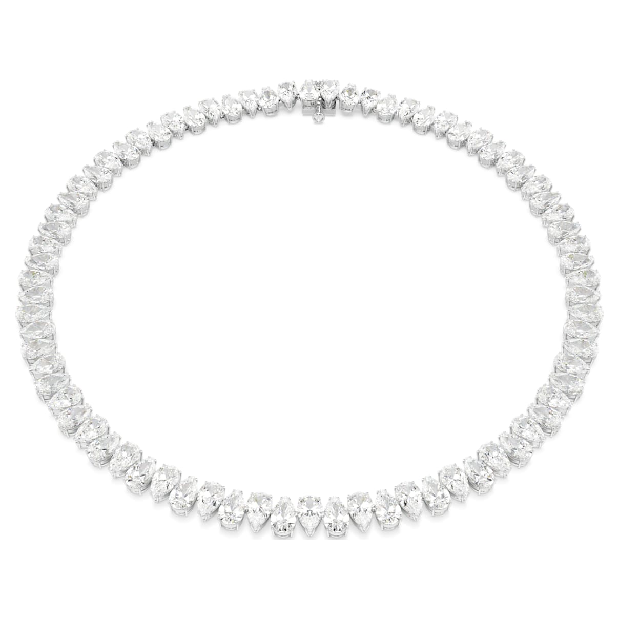 MATRIX TENNIS NECKLACE PEAR CUT WHITE RHODIUM PLATED