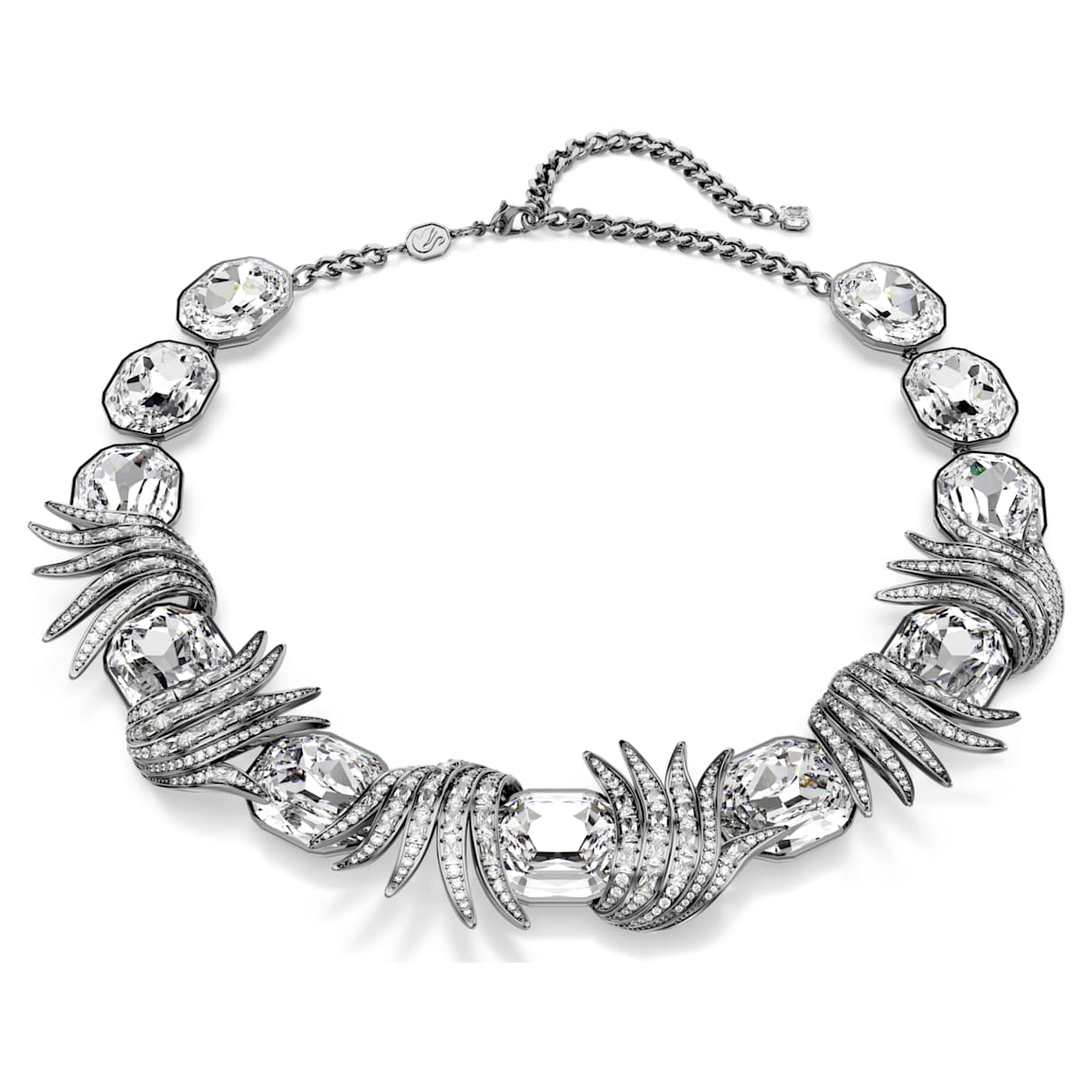 THE VIENNA COLLECTION NECKLACE FEATHER WHITE RUTHENIUM PLATED