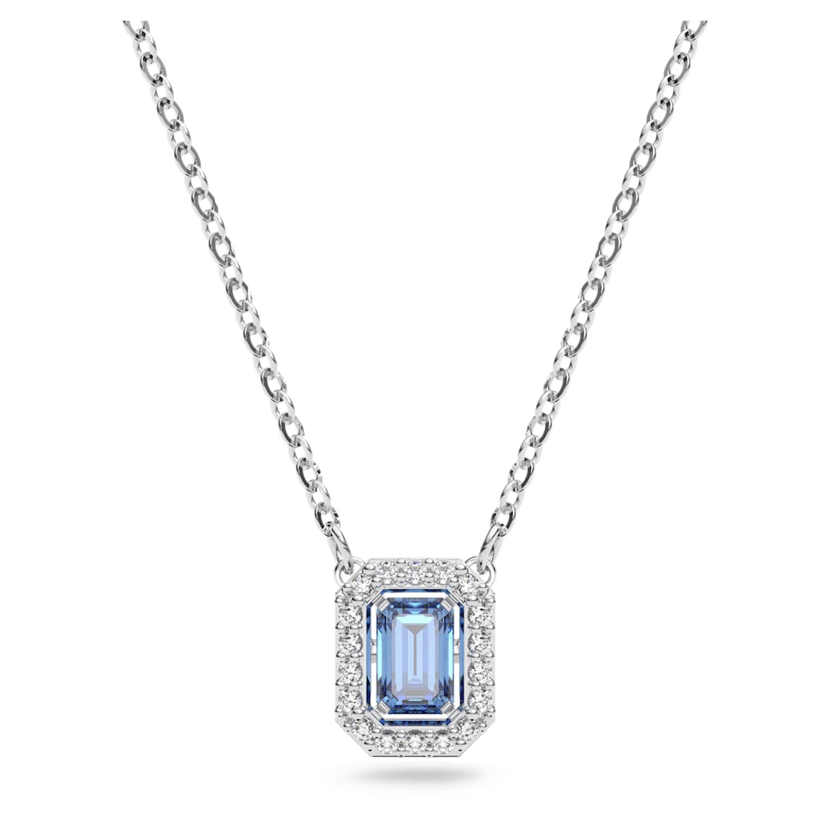 UNA NECKLACE OCTAGON CUT BLUE RHODIUM PLATED
