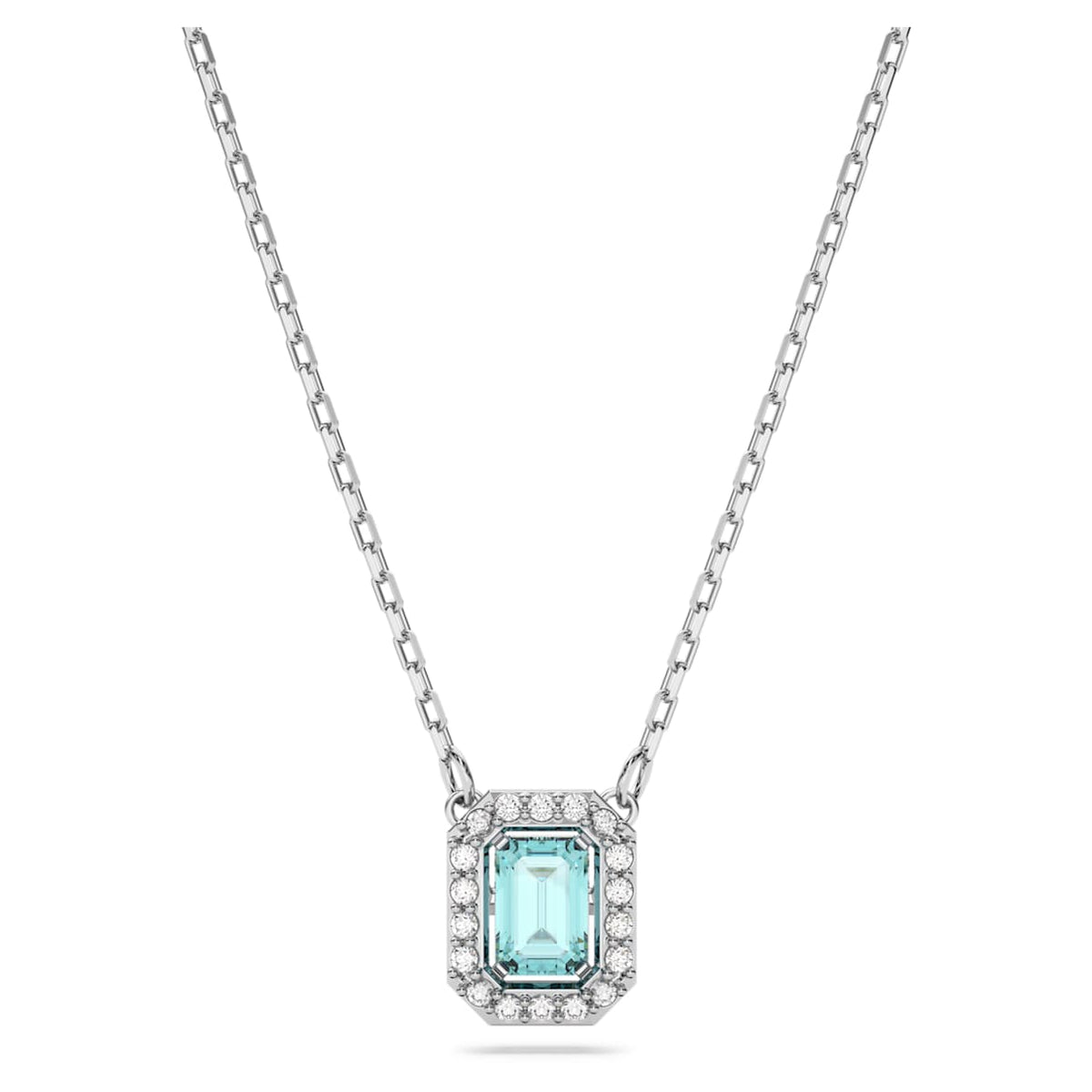UNA NECKLACE OCTAGON CUT BLUE RHODIUM PLATED
