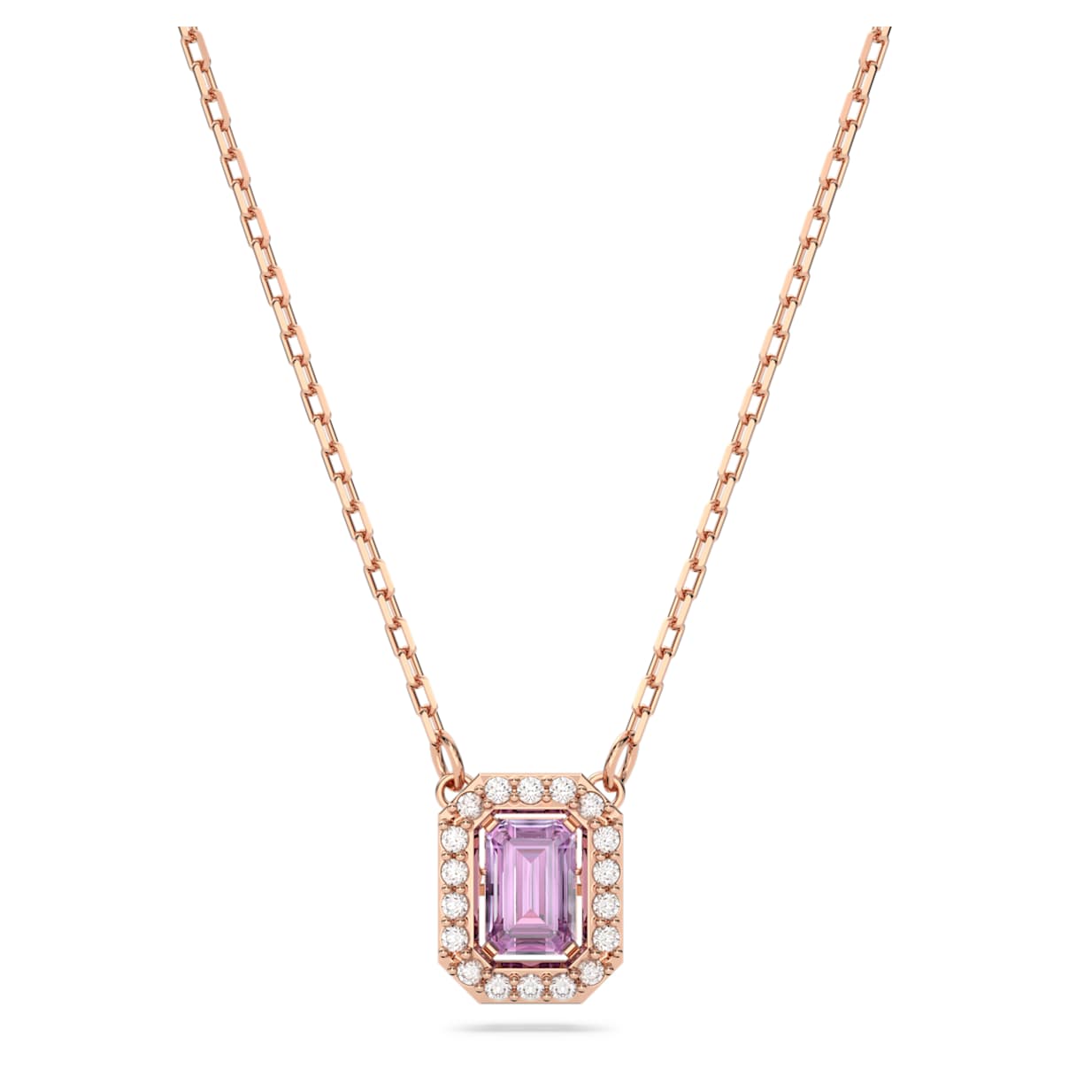 UNA NECKLACE OCTAGON CUT PURPLE ROSE GOLD TONE PLATED