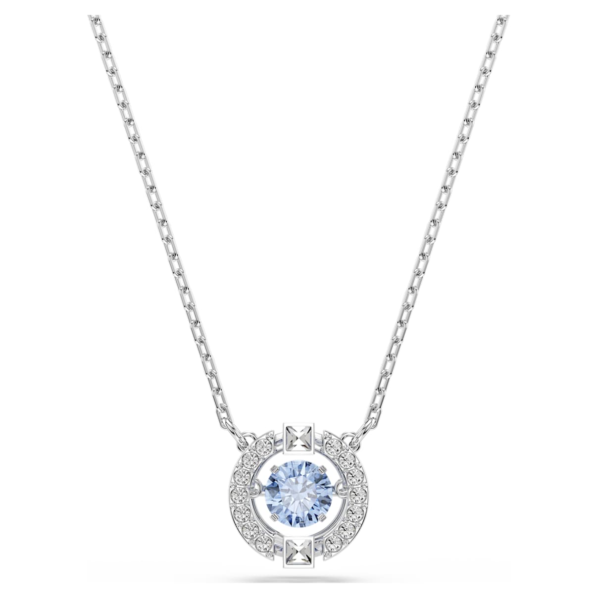 UNA NECKLACE ROUND CUT BLUE RHODIUM PLATED