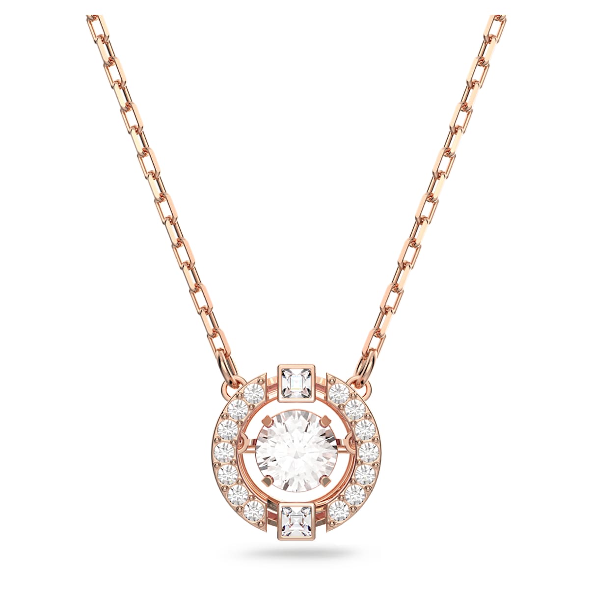 UNA NECKLACE ROUND CUT WHITE ROSE GOLD TONE PLATED