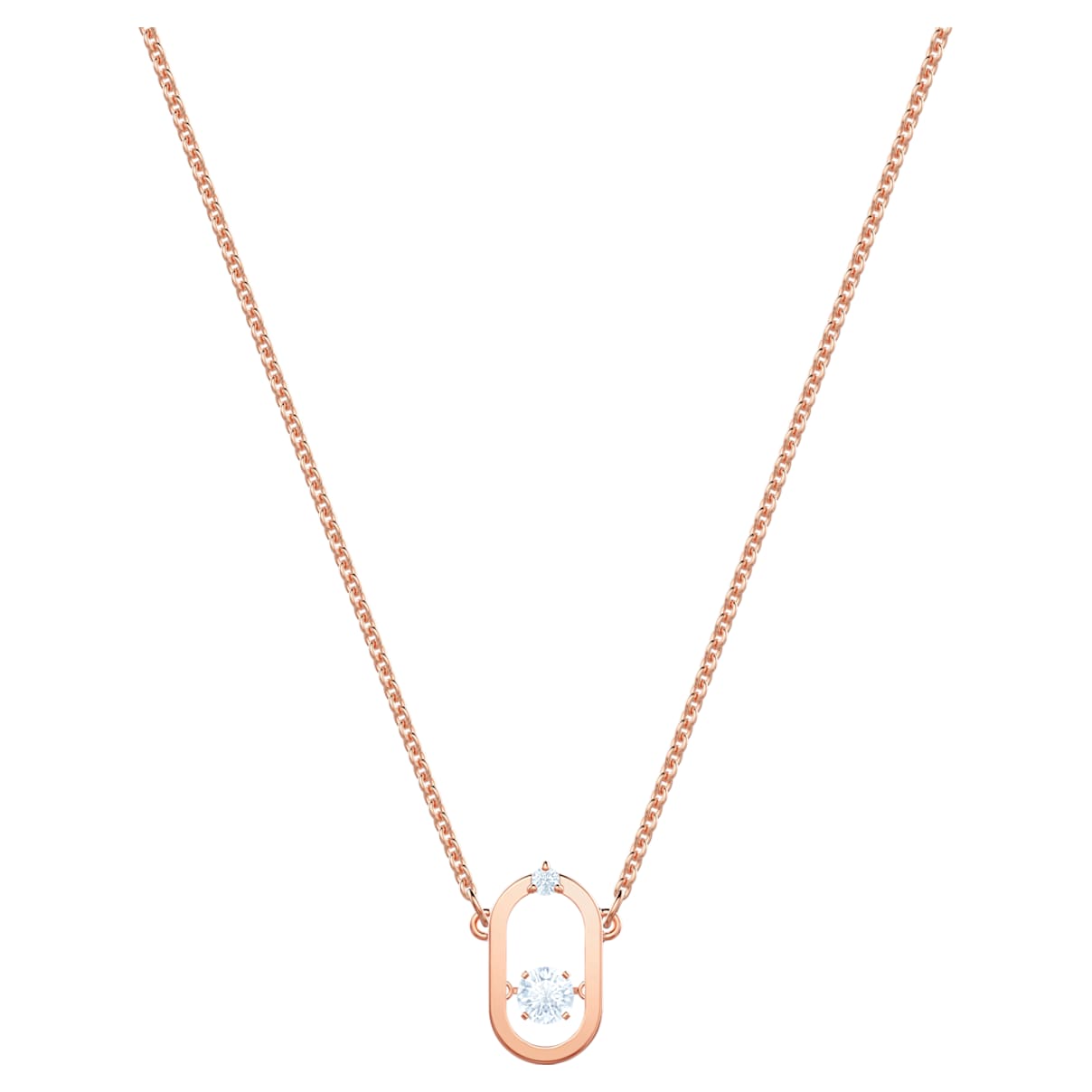 UNA NECKLACE ROUND CUT OVAL SHAPE WHITE ROSE GOLD TONE PLATED