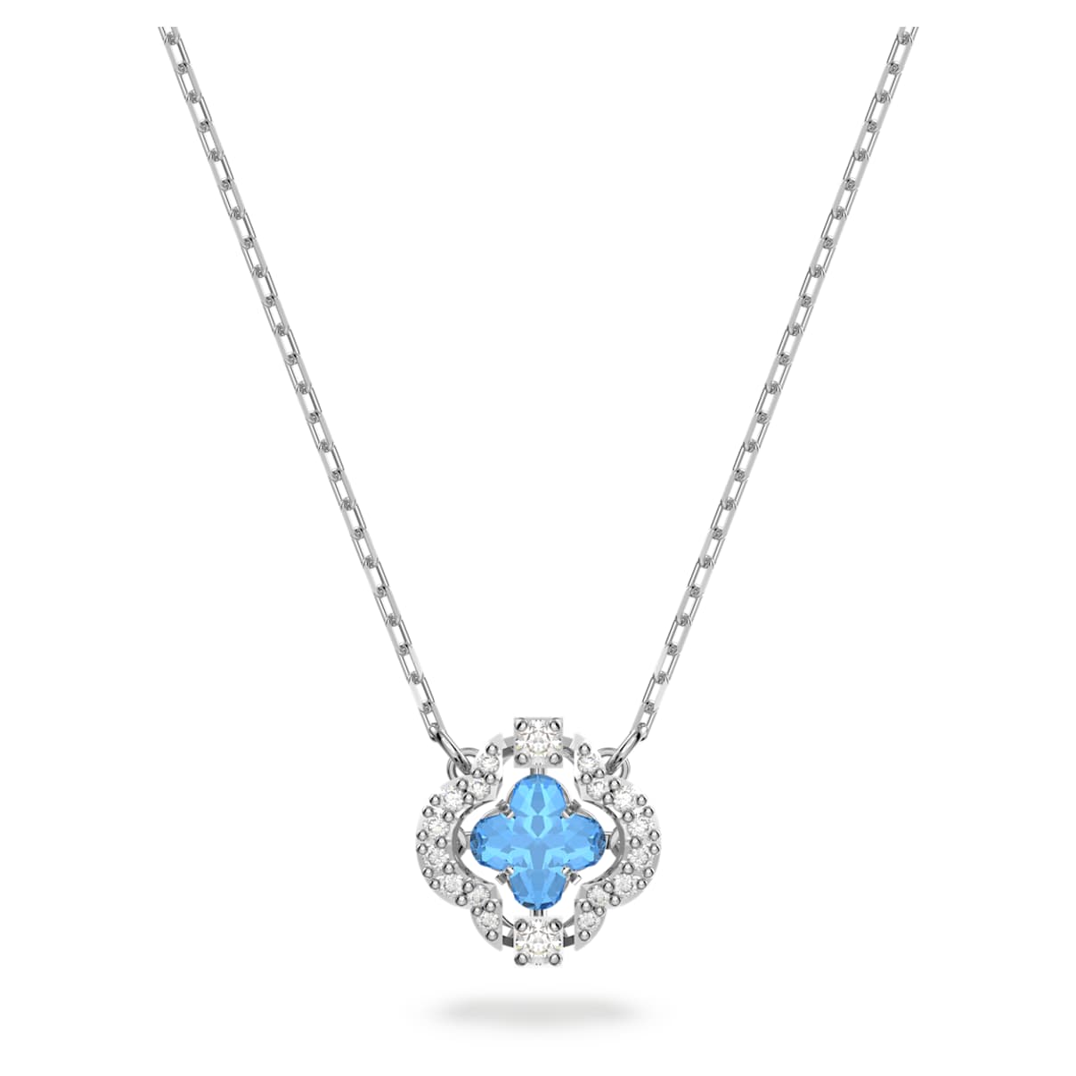 UNA NECKLACE CLOVER BLUE RHODIUM PLATED