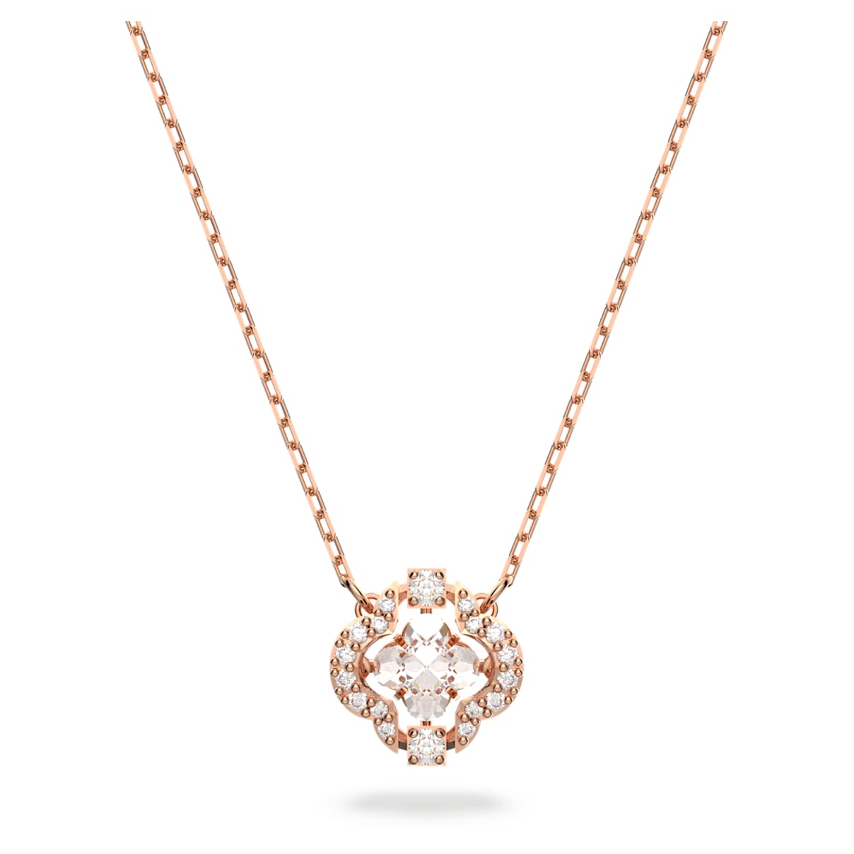 UNA NECKLACE CLOVER WHITE ROSE GOLD TONE PLATED