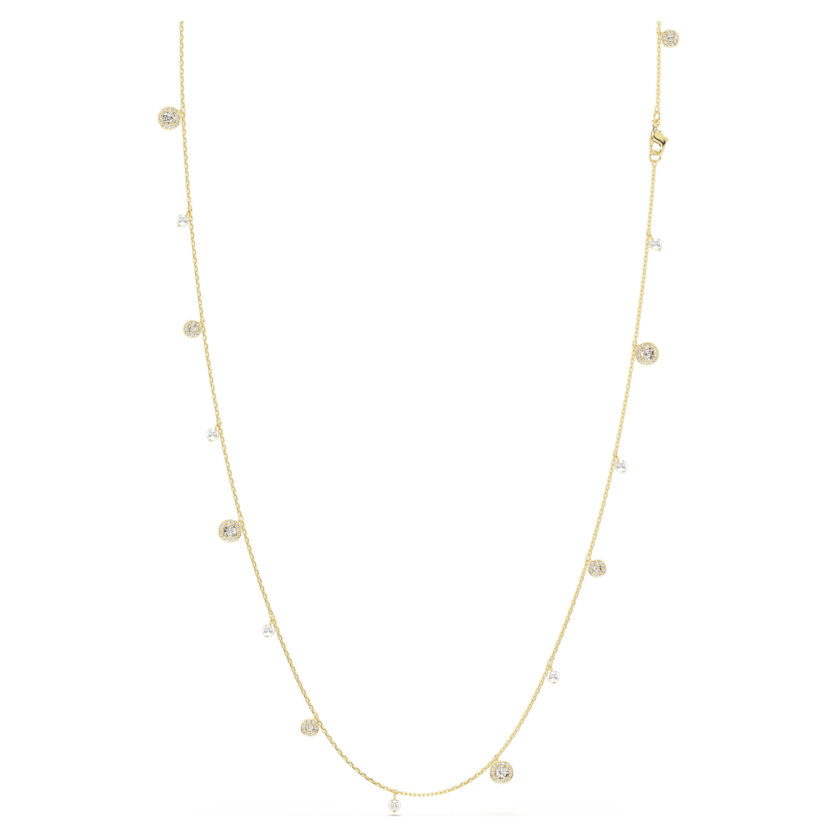 UNA ANGELIC STRANDAGE CRYSTAL PEARL ROUND CUT WHITE GOLD TONE PLATED