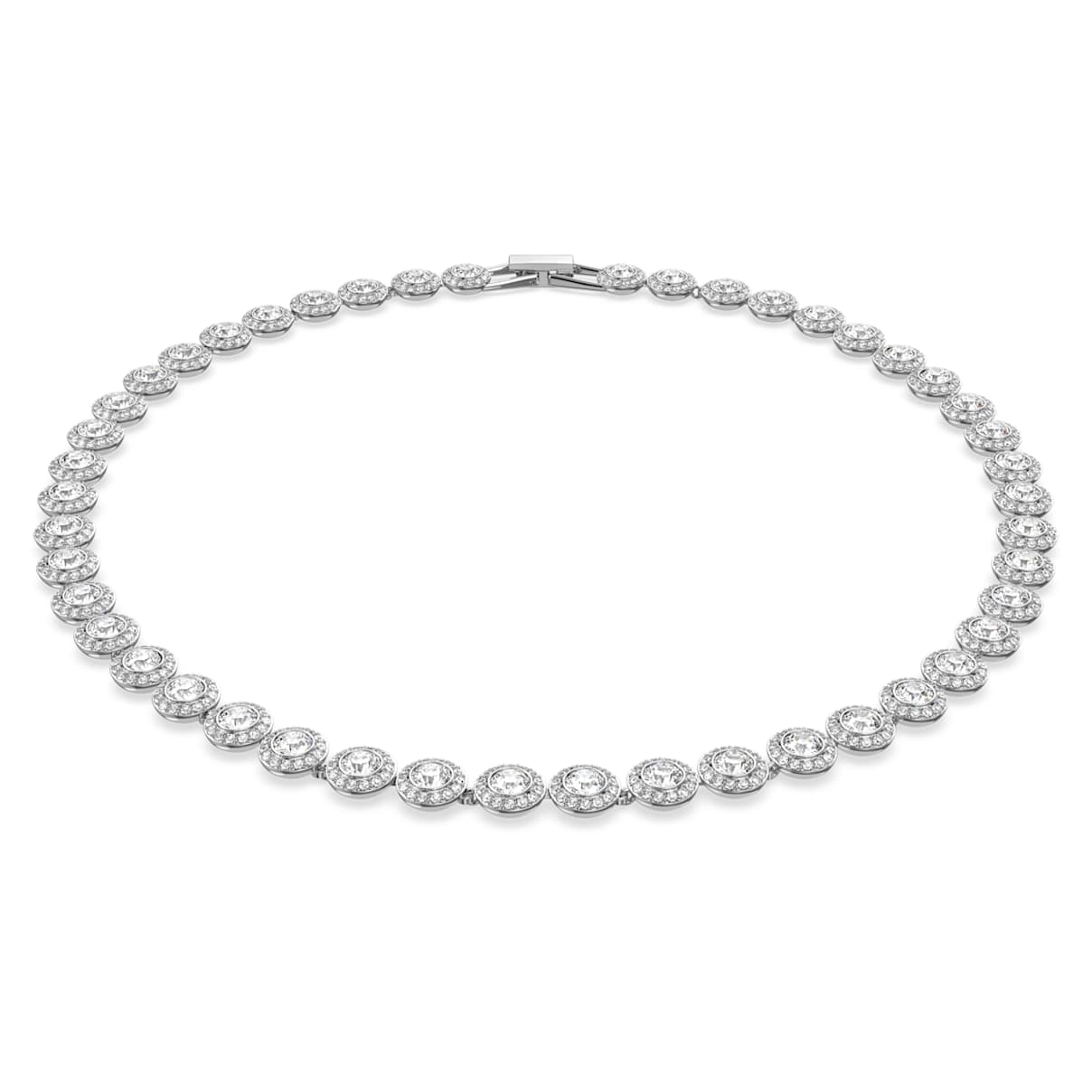UNA ANGELIC NECKLACE ROUND CUT MEDIUM WHITE RHODIUM PLATED
