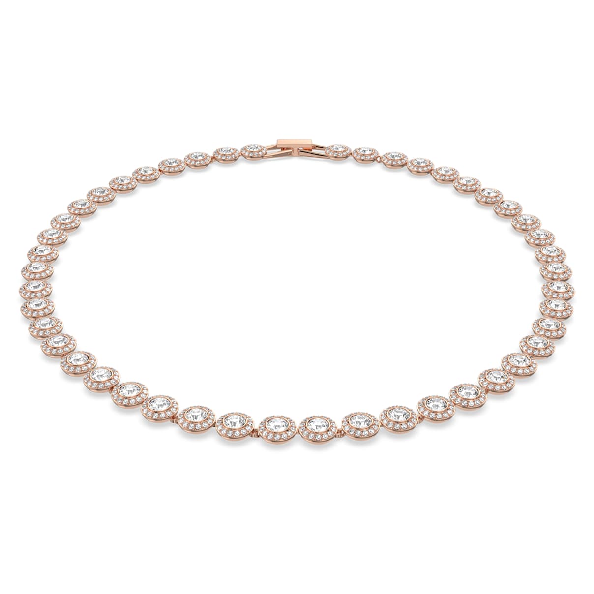UNA ANGELIC NECKLACE ROUND CUT MEDIUM WHITE ROSE GOLD TONE PLATED