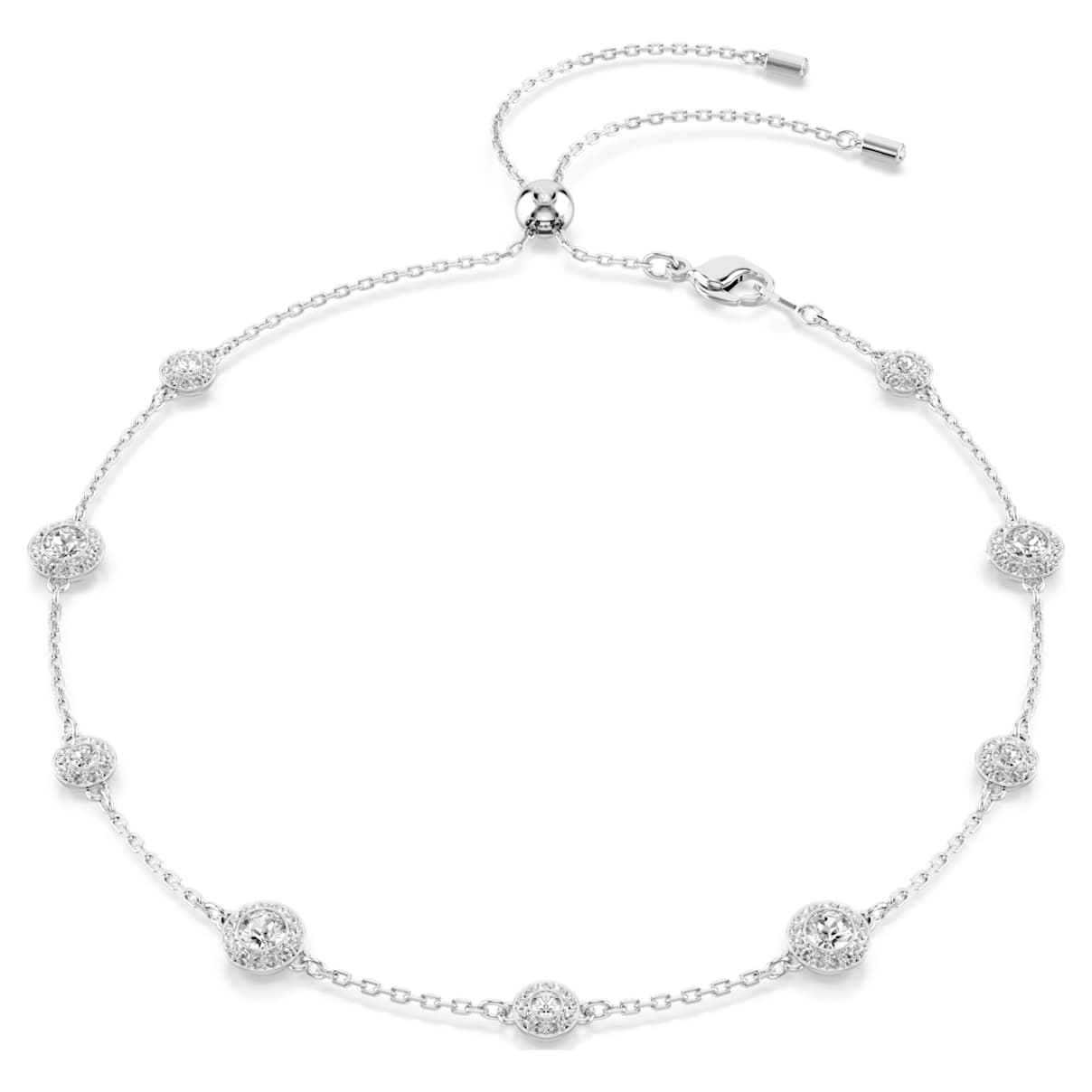 UNA ANGELIC NECKLACE ROUND CUT DOUBLE SIDED MOTIFS WHITE RHODIUM PLATED