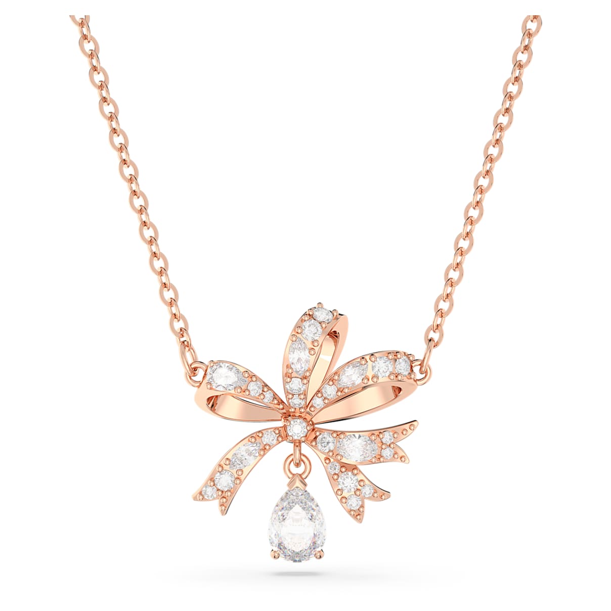 VOLTA NECKLACE BOW SMALL WHITE ROSE GOLD TONE PLATED