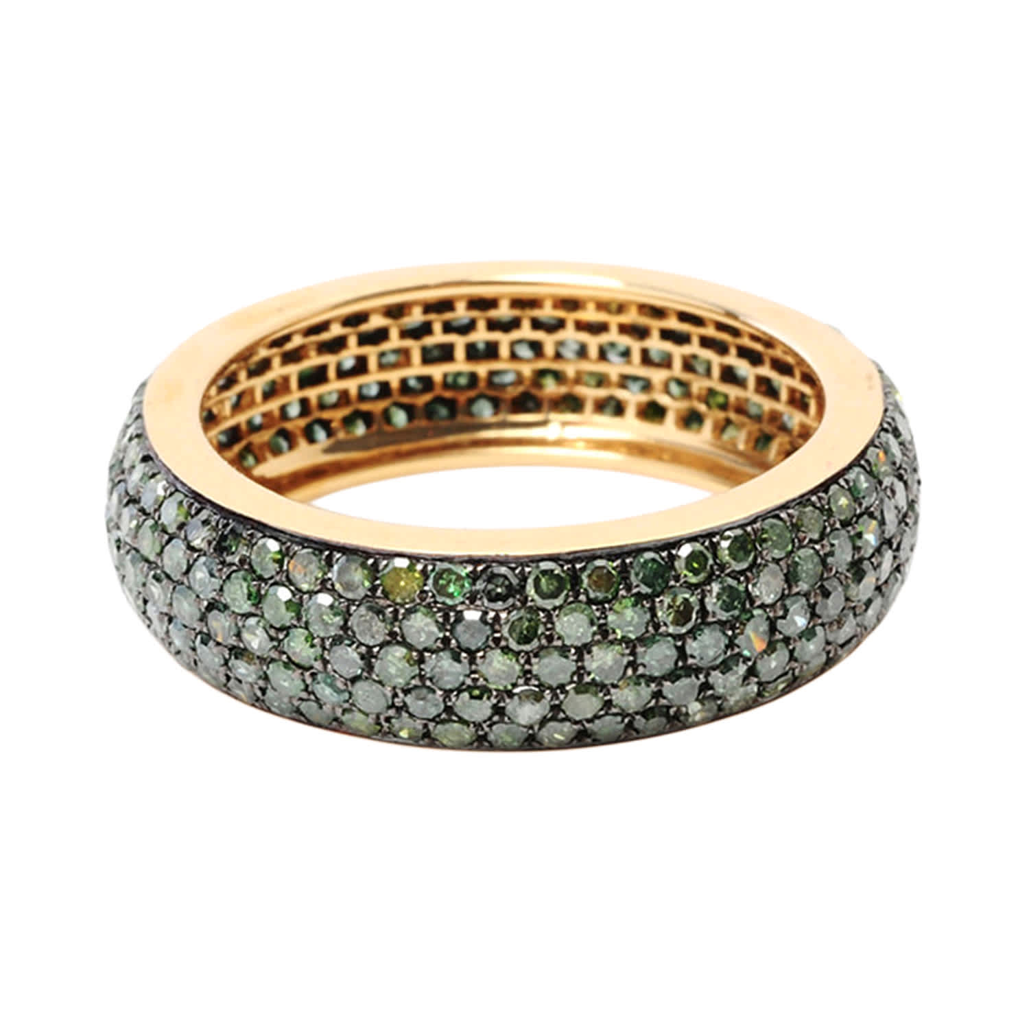 14K Yellow Gold Eternity Band With Colored Diamonds