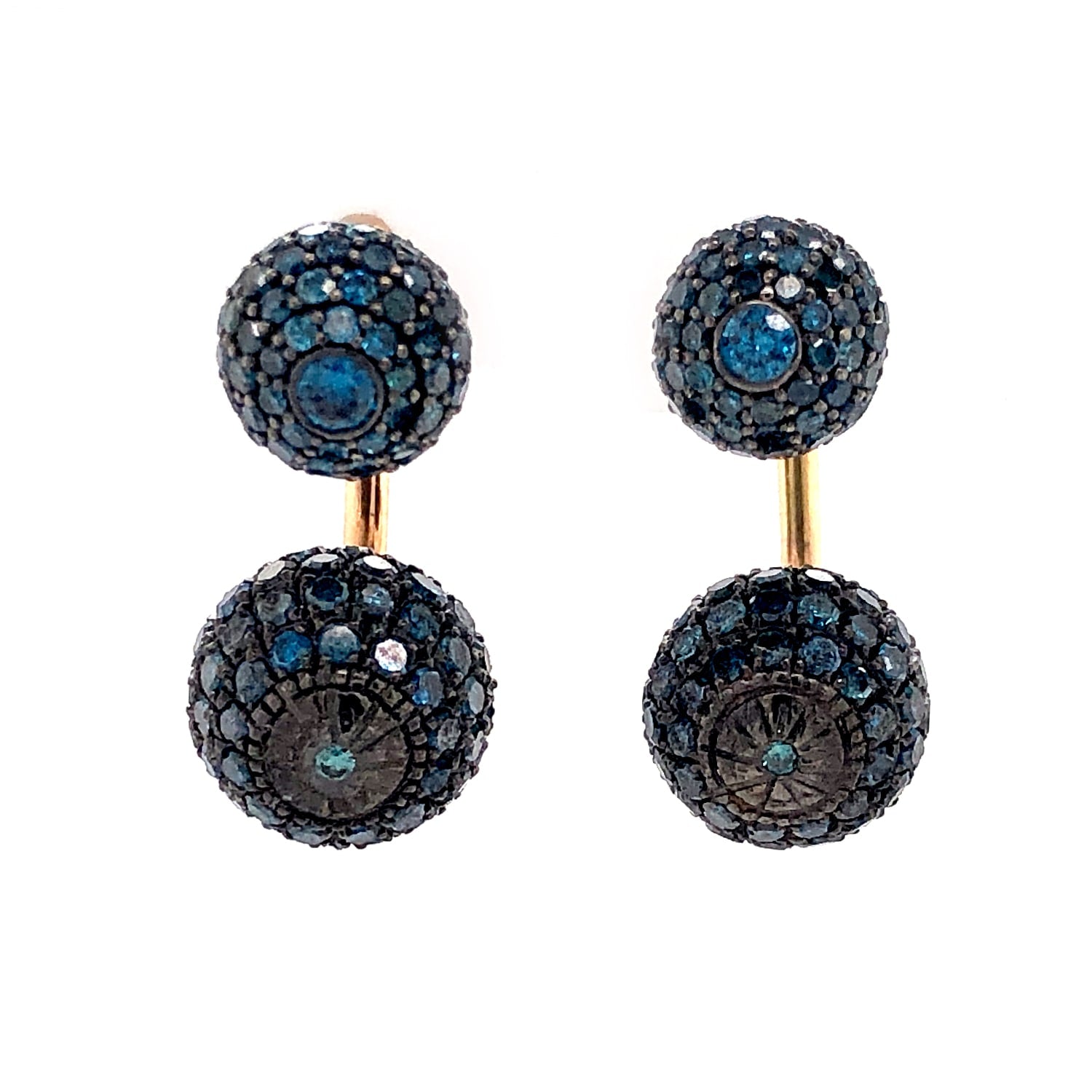 Colored Diamond Tunnel Earrings In Rose Gold