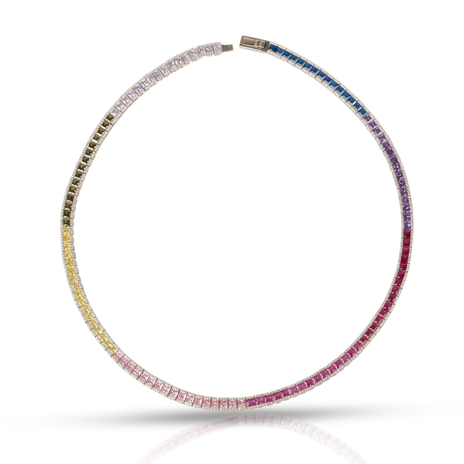 Colorful Baguette Tennis Necklace