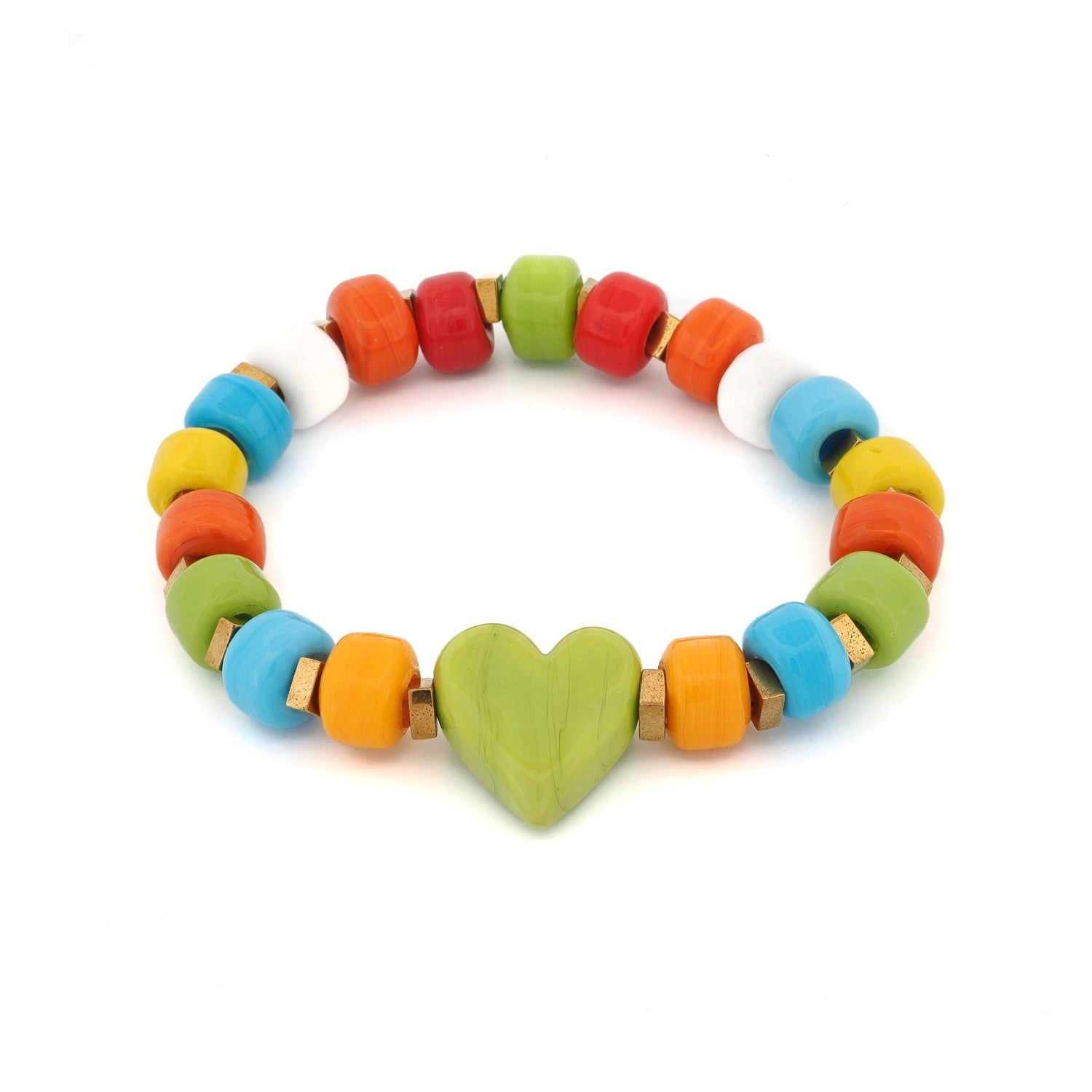 Colorful Harmony Heart Beaded Bracelet - Multicolour