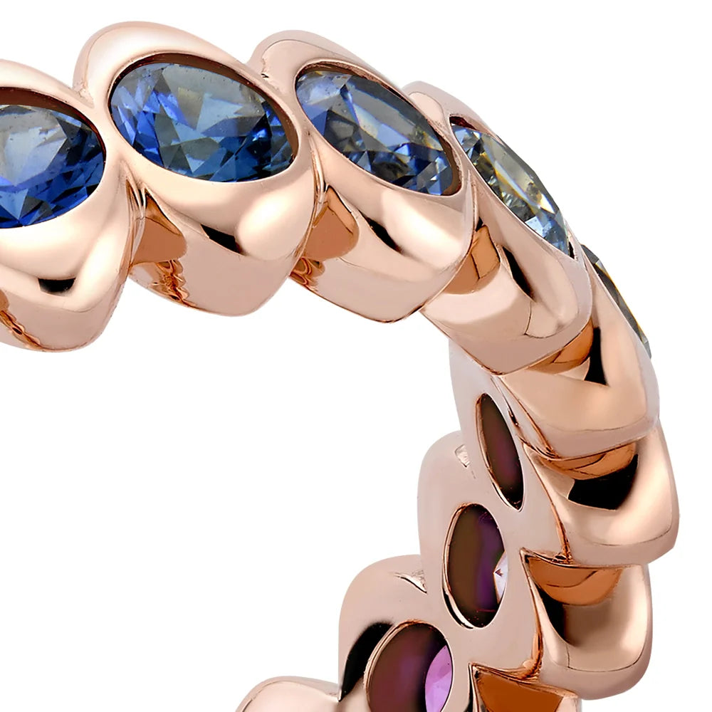 Cosmic Curve Rainbow Multicoloured Gemstone Eternity Ring
